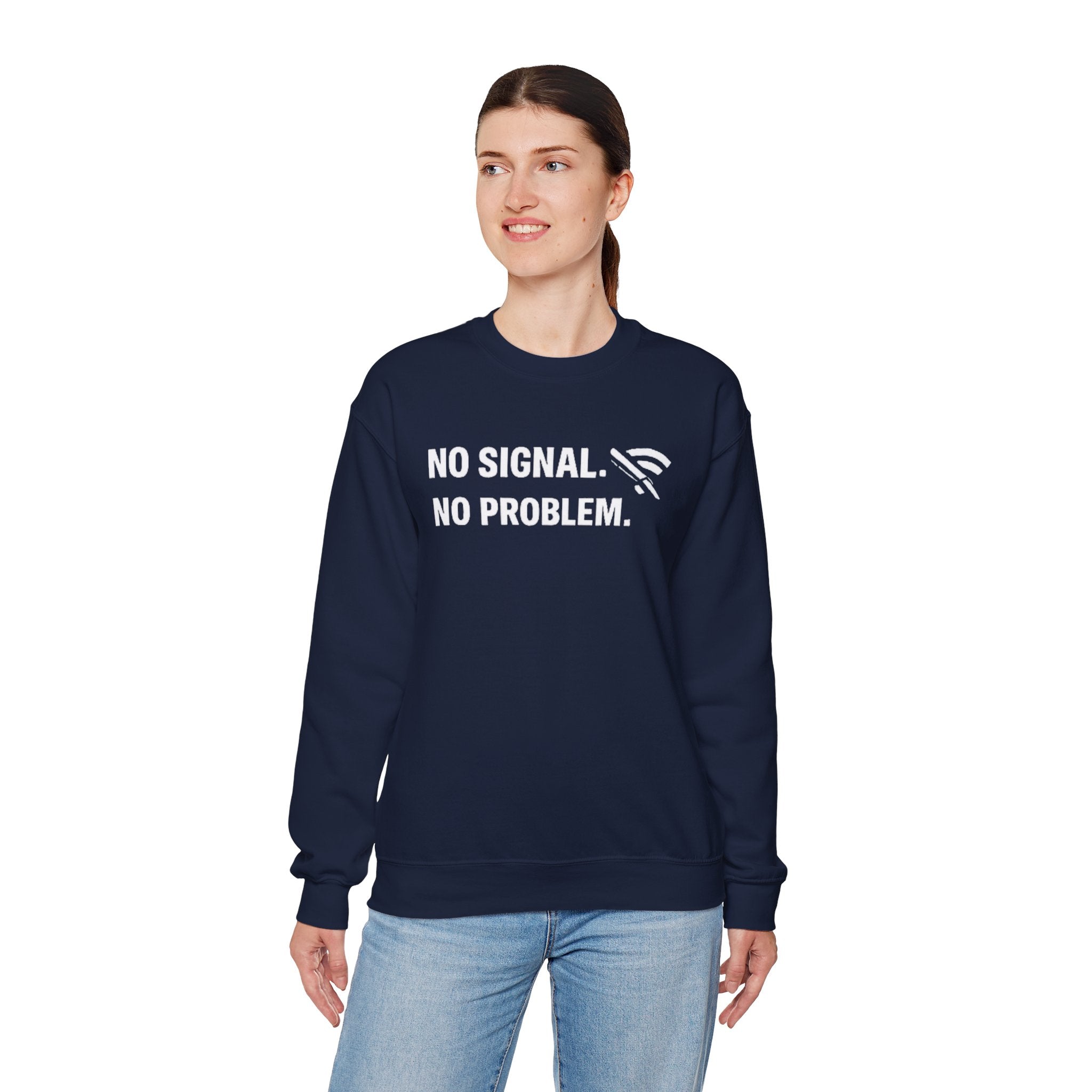 "No Signal, No Problem" Unisex Heavy Blend™ Tech Humor Crewneck Sweatshirt