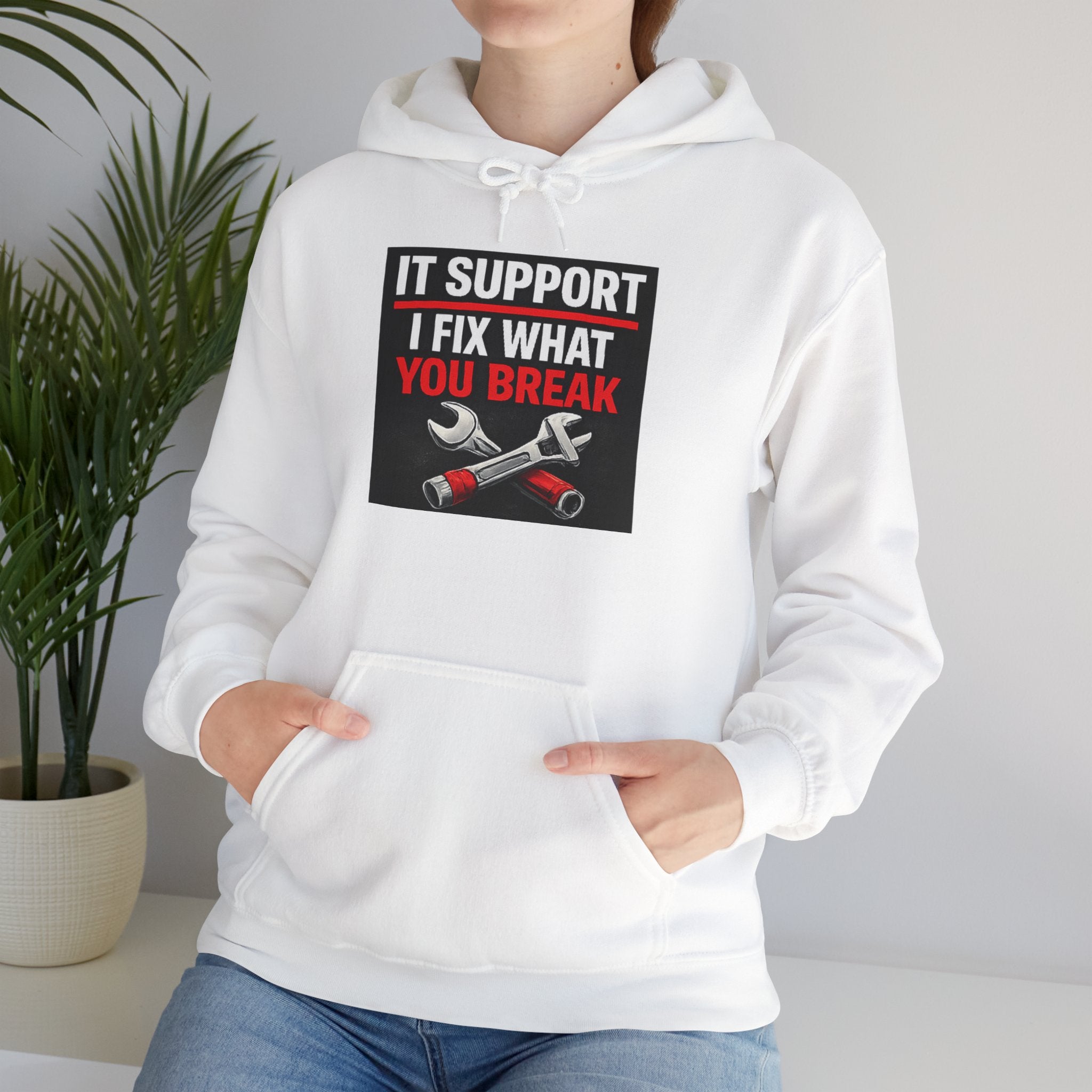 "IT Support: I Fix What You Break" Tech Humor Unisex Heavy Blend™ Hoodie