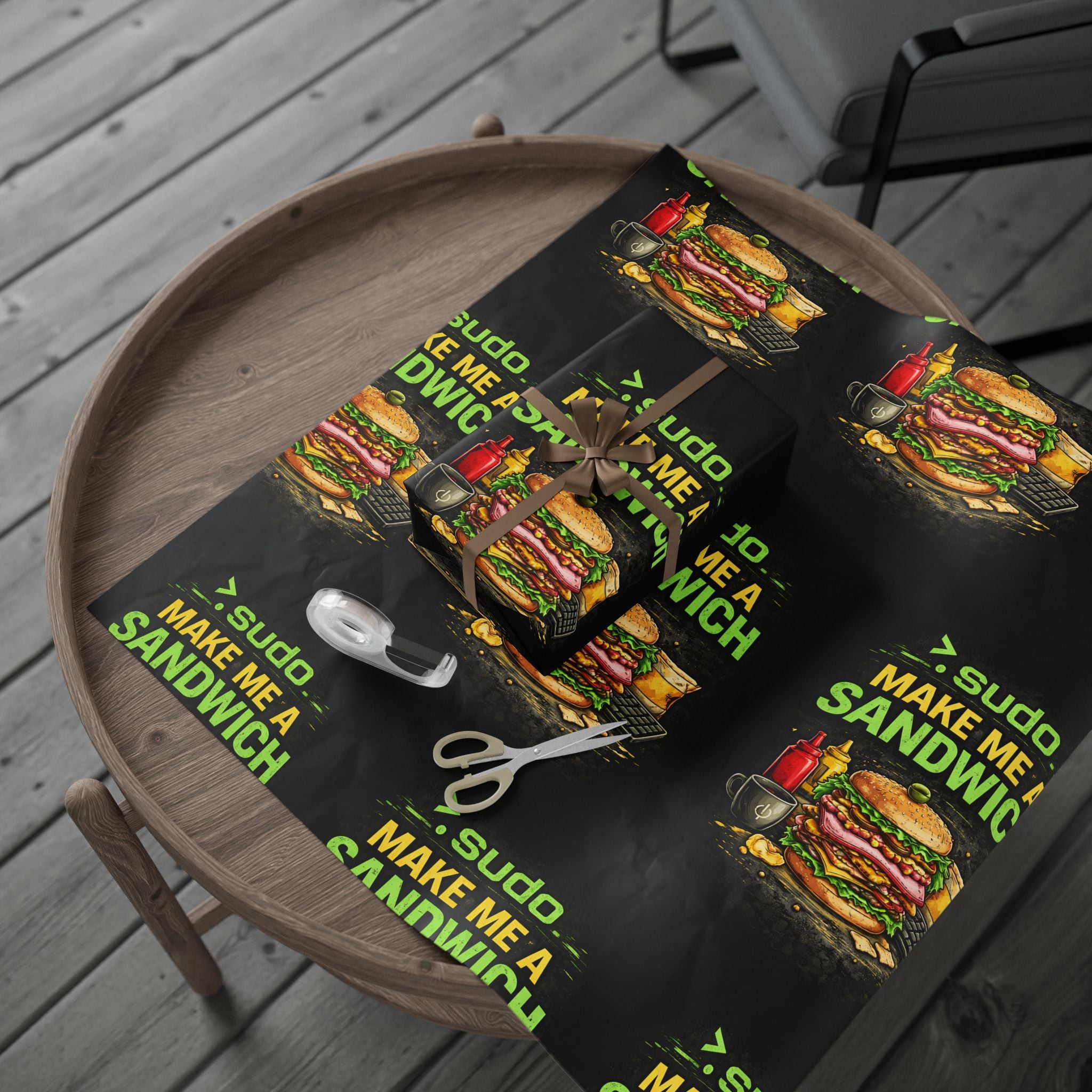 ">.Sudo Make Me ASandwich" Funny IT Wrapping Paper – Funny Tech Gift Wrap