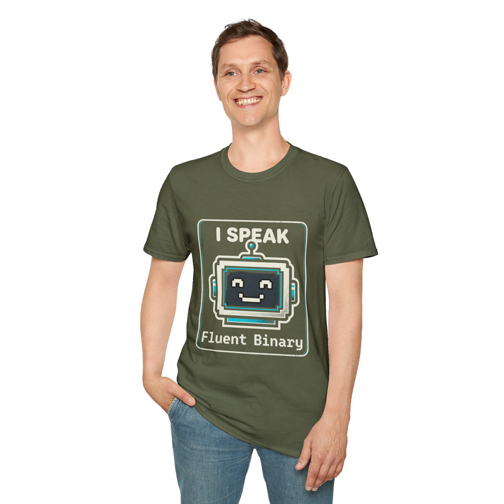 "I Speak Fluent Binary" Funny IT Programmer Tech Humor Graphic Tee