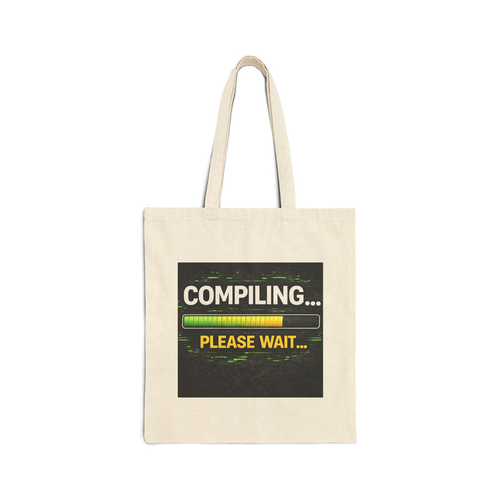 "Compiling... Please Wait" Funny IT Tech Humor Canvas Tote Bag
