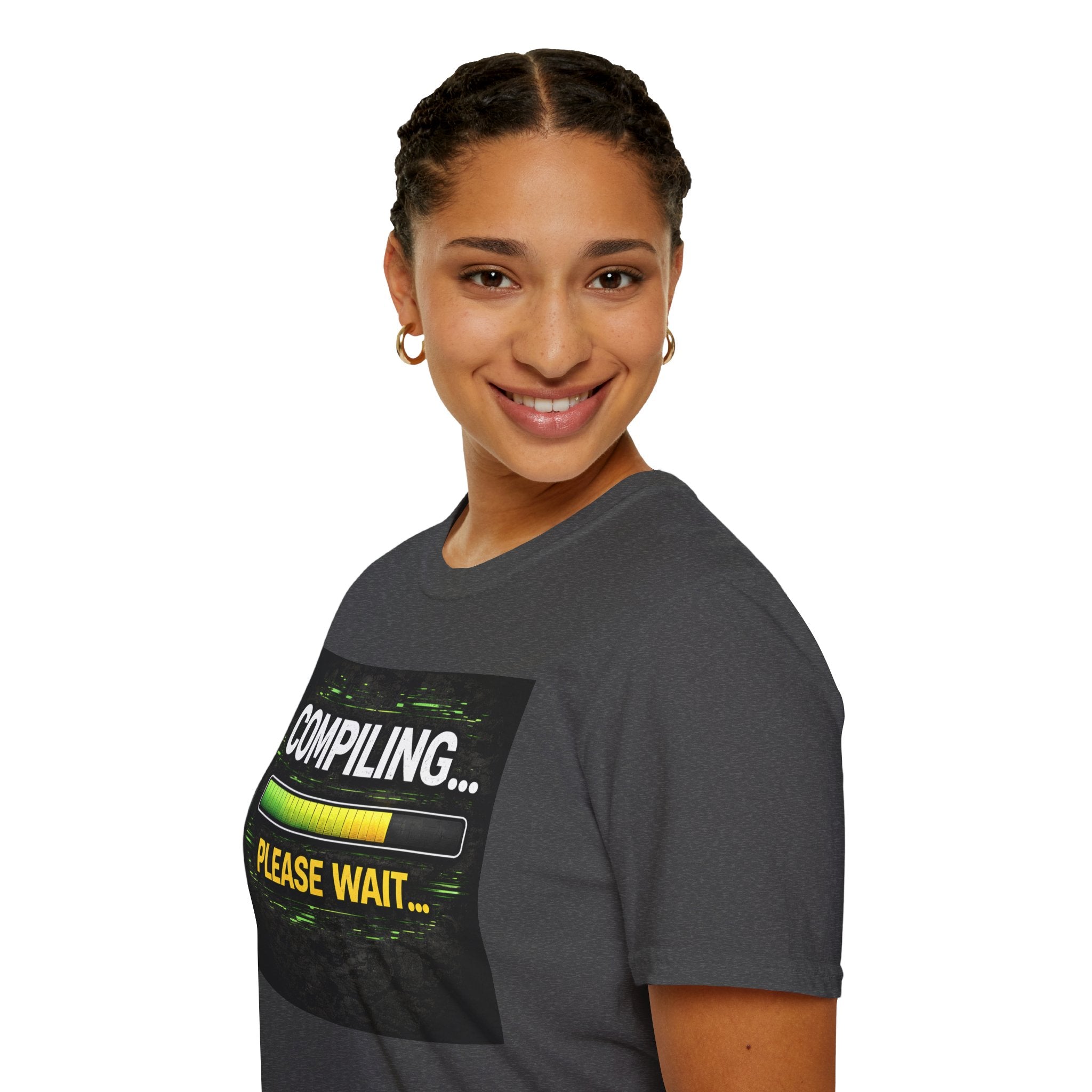 "Compiling... Please Wait" Programmer Loading Graphic Tee Funny IT Tech Humor T-Shirt