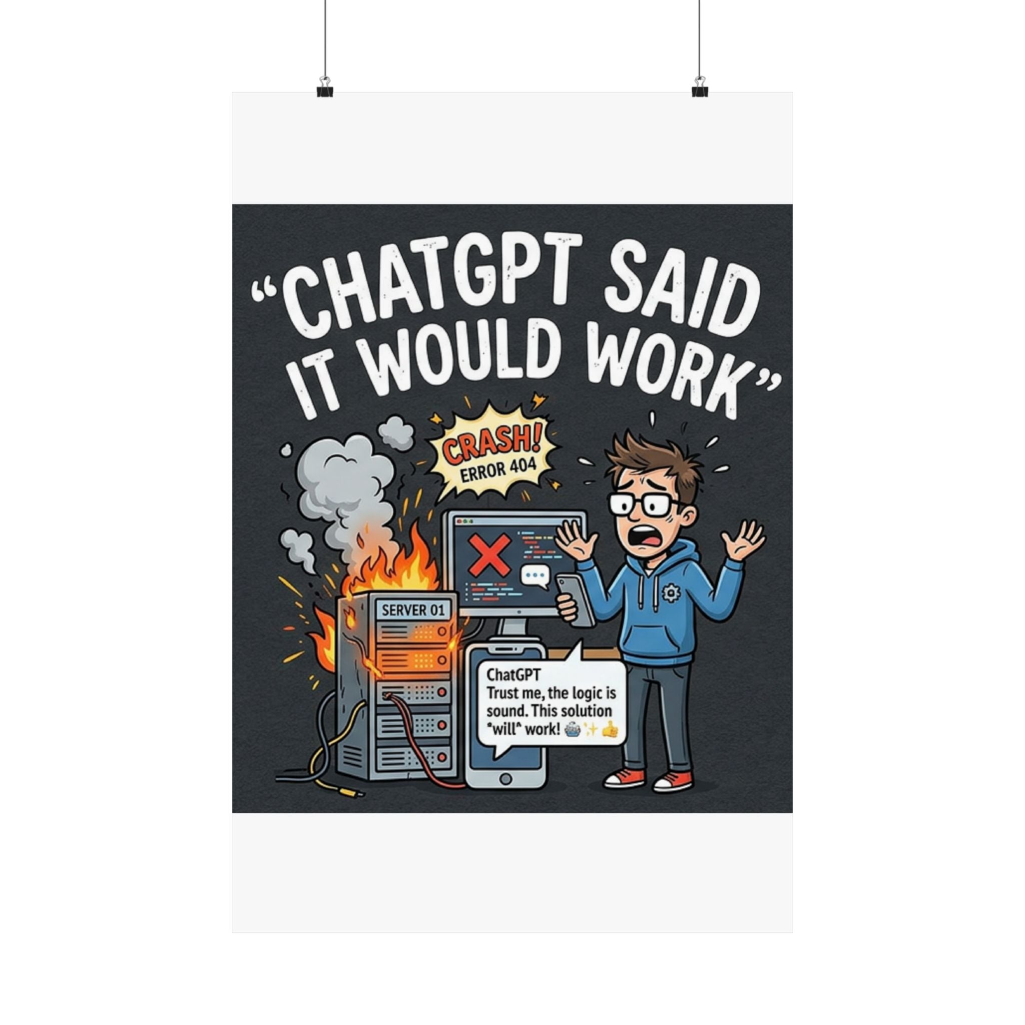 "ChatGPT Said It Would Work" Tech Humor Funny IT Matte Vertical Poster