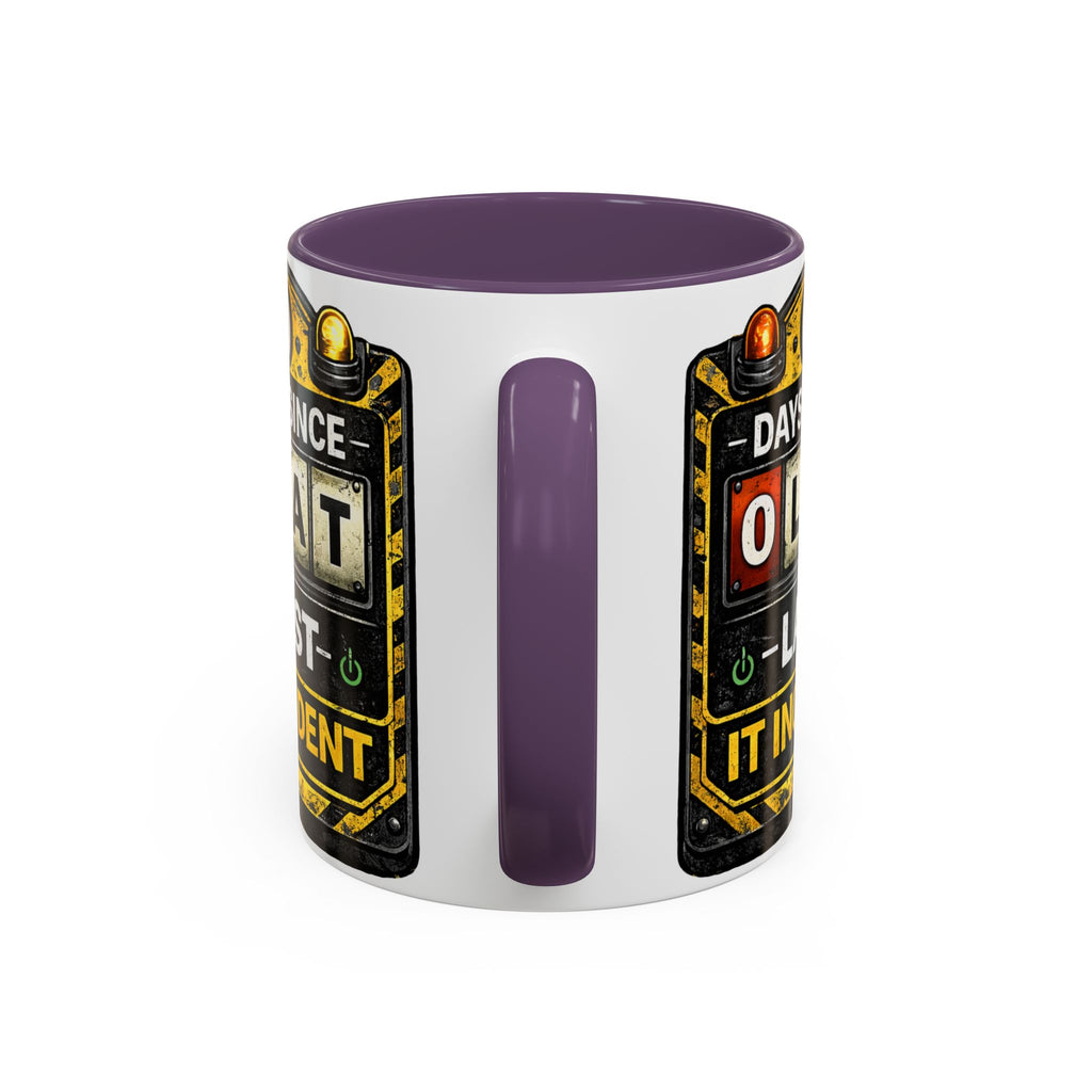 "0 Days Since Last IT Incident" IT Humor Accent Coffee Mug (11, 15oz)
