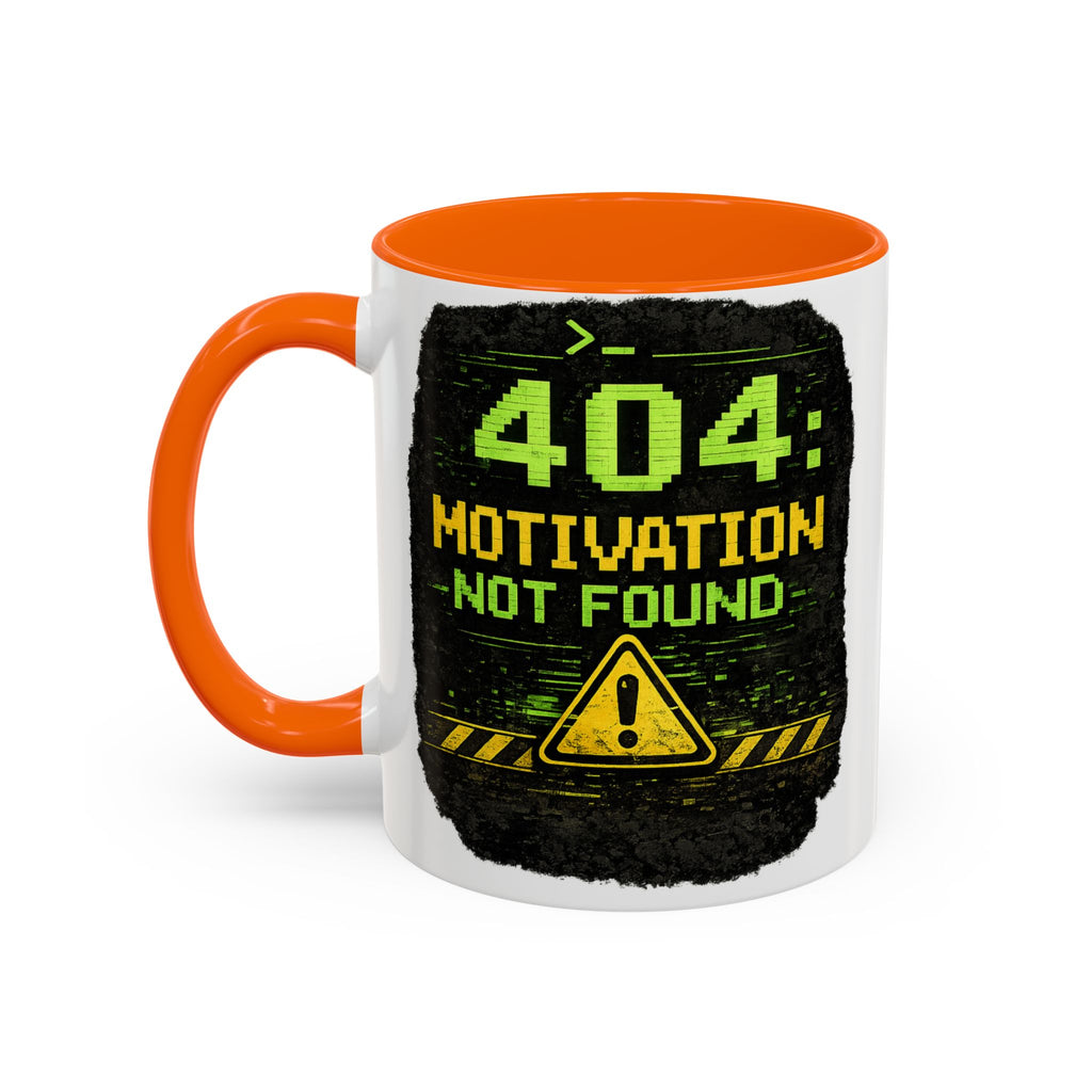"Error 404 Motivation Not Found" IT Humor Accent Coffee Mug (11, 15oz)