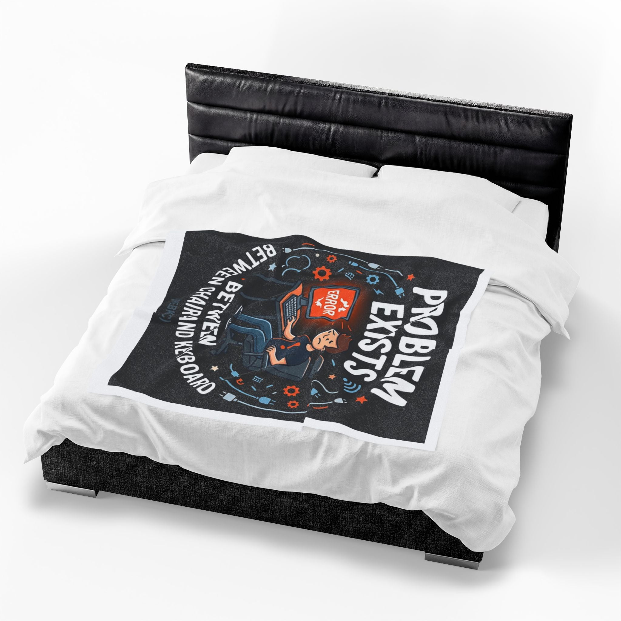 "Problem Exists Between Chair & Keyboard" Tech Humor Funny IT Velveteen Plush Blanket