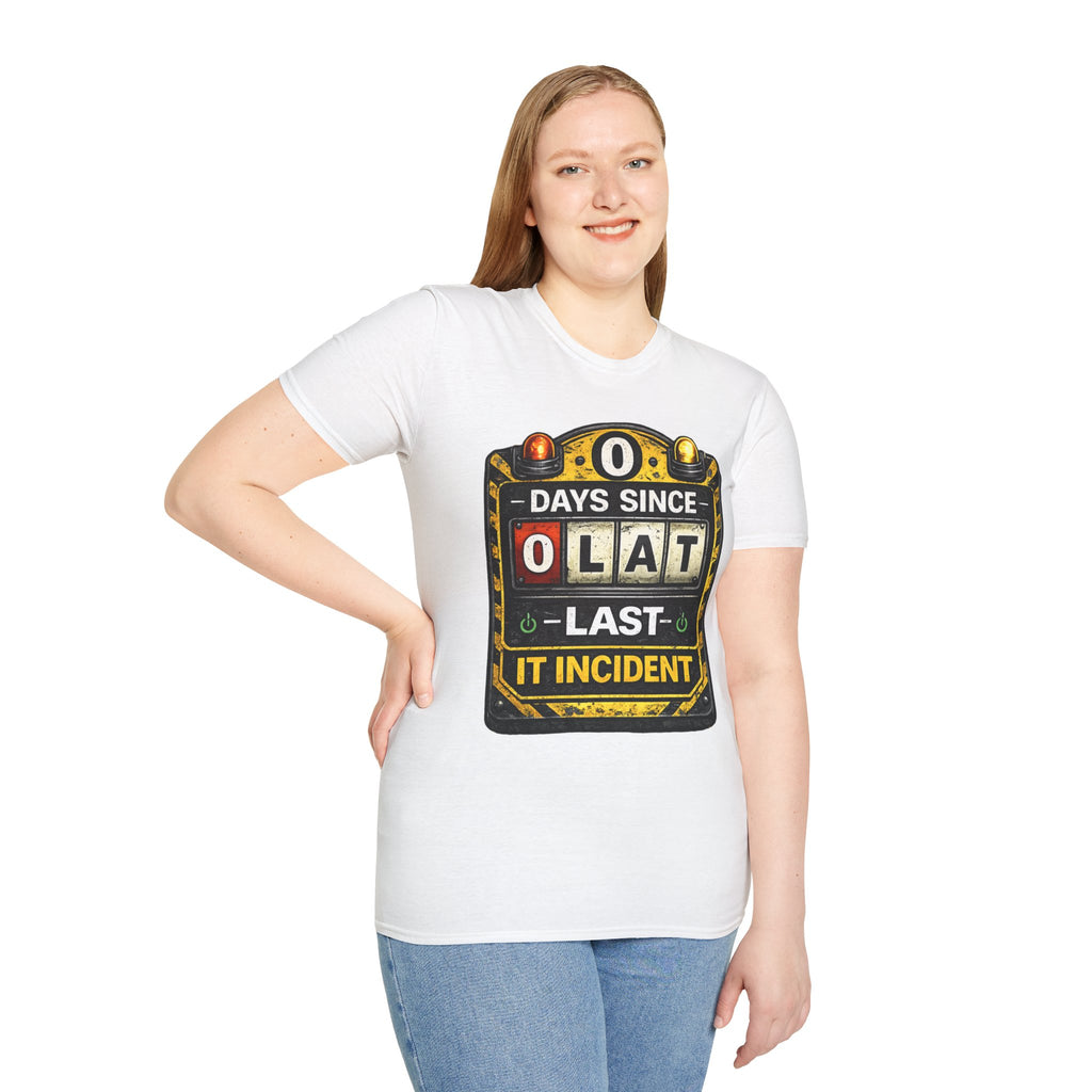 "0 Days Since Last IT Incident" Funny IT Tech Humor T-Shirt