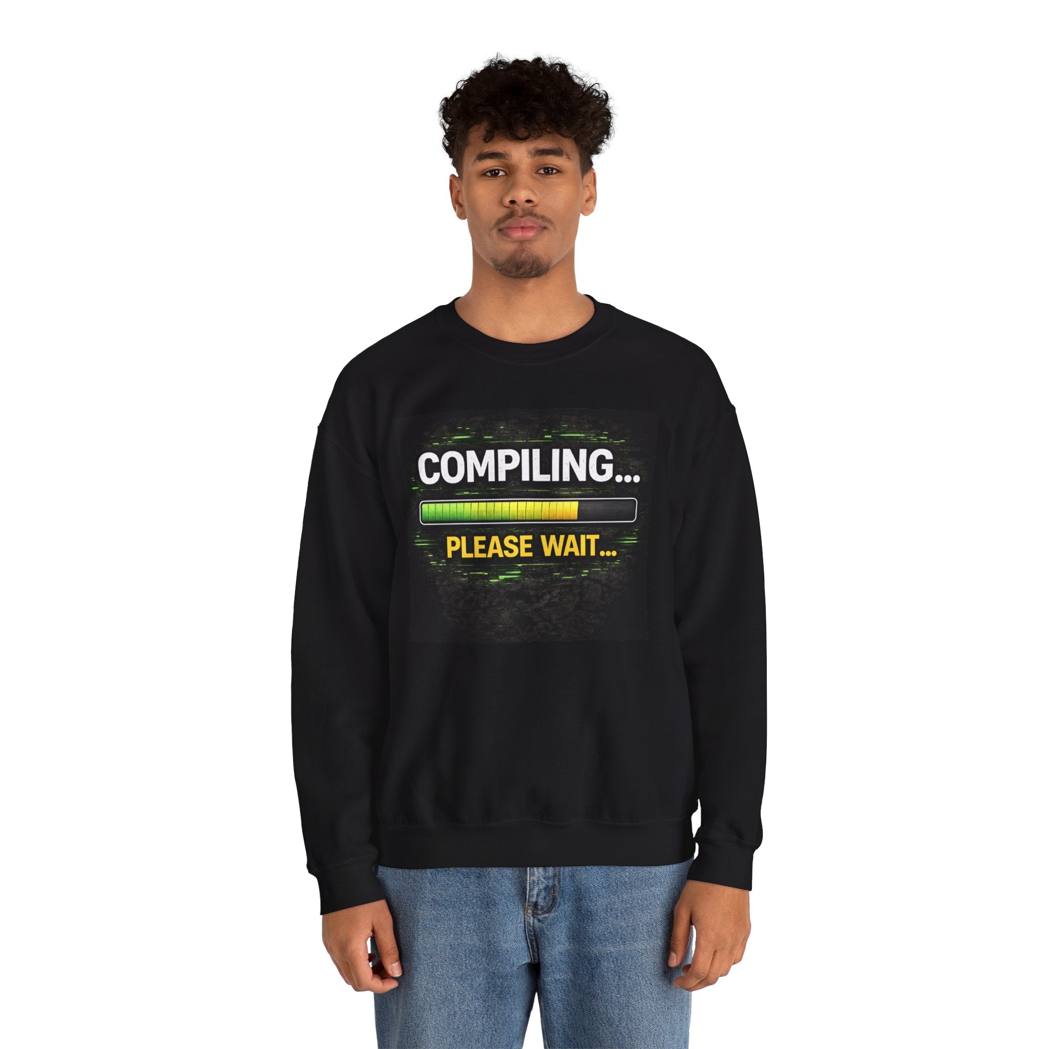 "Compiling... Please Wait" Tech Humor Crewneck Sweatshirt