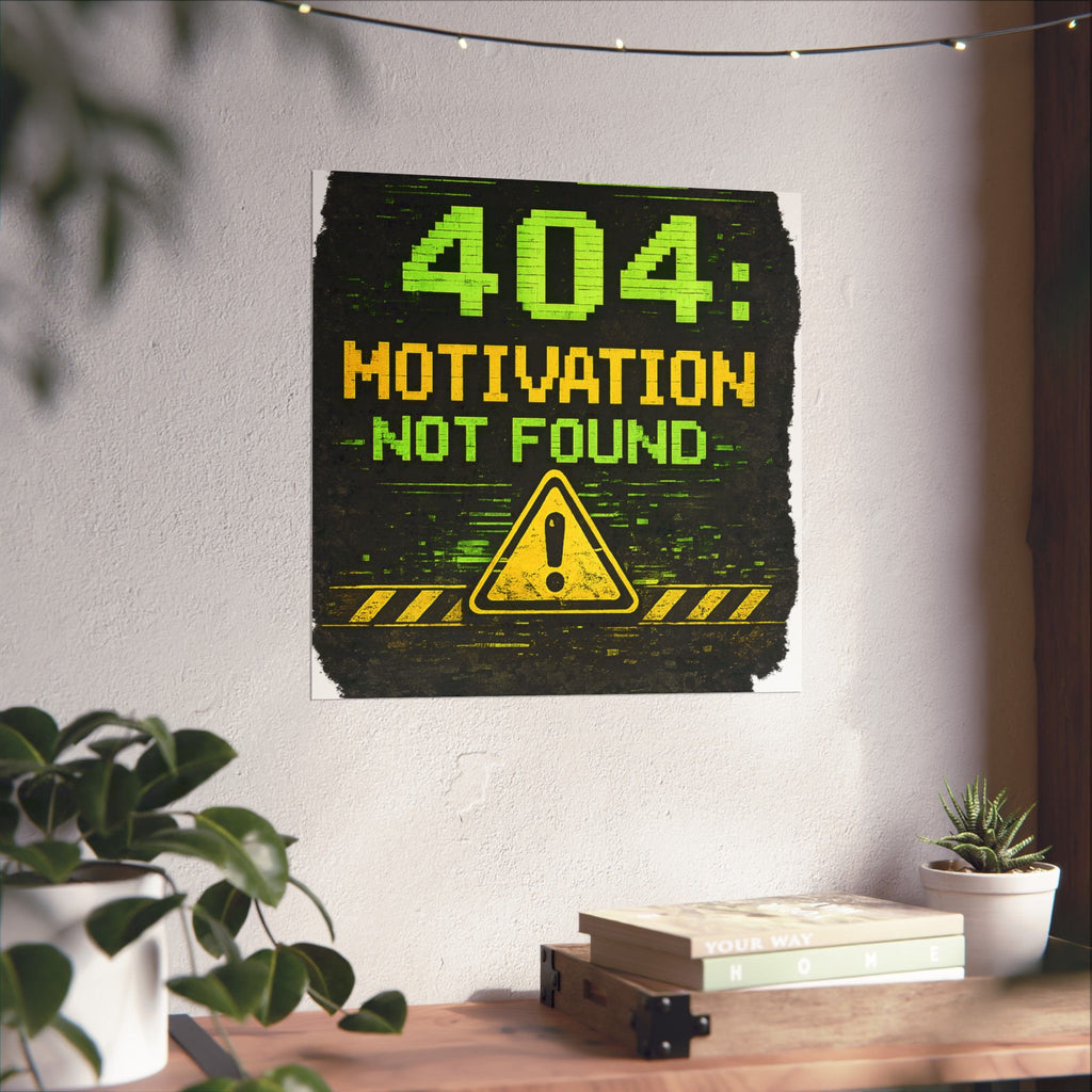 "Error 404 Motivation Not Found" Geek Tech Humor Funny IT Matte Vertical Posters
