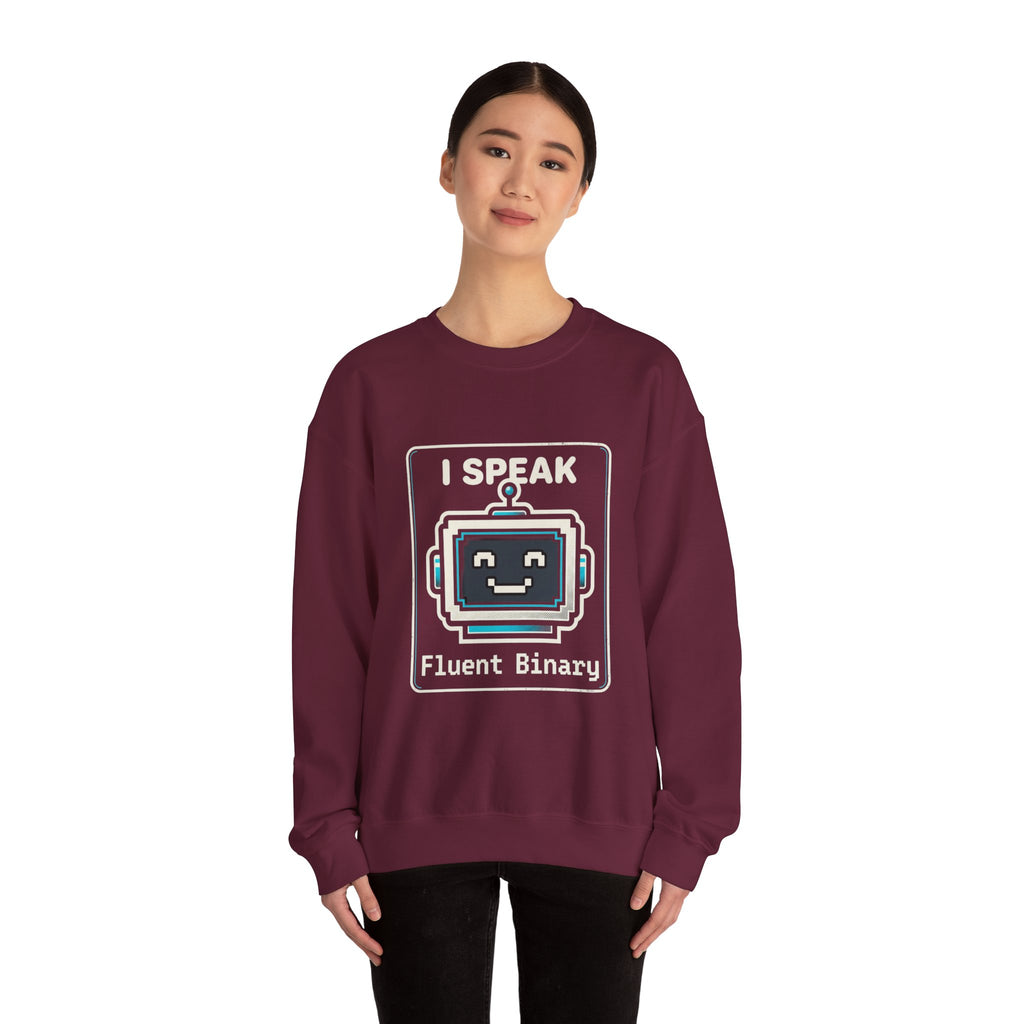 "I Speak Fluent Binary" Funny IT Crewneck Sweatshirt