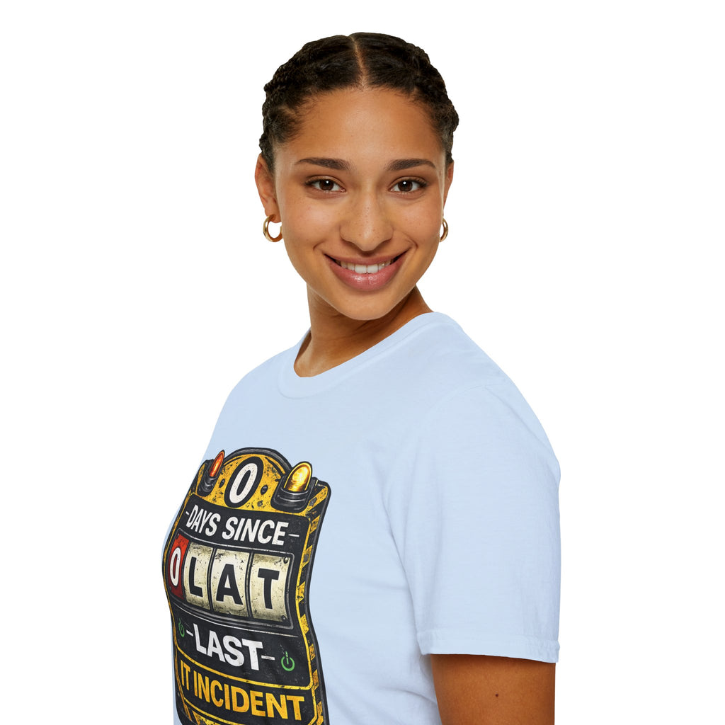 "0 Days Since Last IT Incident" Funny IT Tech Humor T-Shirt