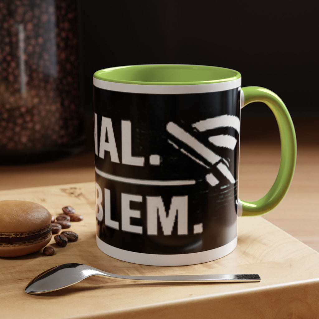 "No Signal No Problem" IT Humor Accent Coffee Mug (11, 15oz)