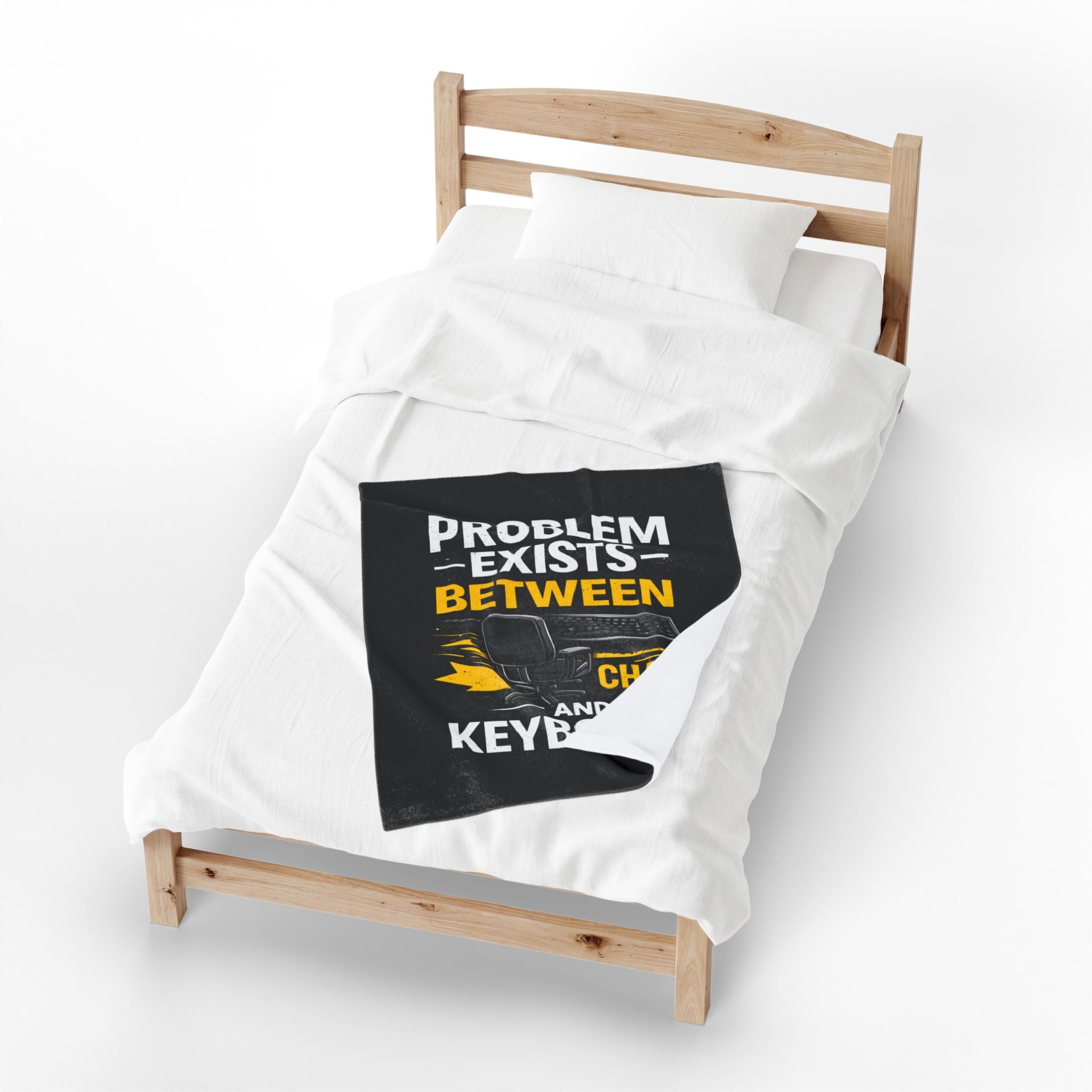 "Problem Exists Between Chair and Keyboard" Tech Humor Velveteen Throw Funny IT Funny Office Blanket