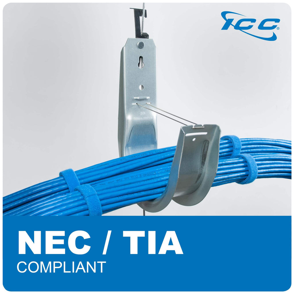 ICC 2″ Batwing J-Hook Cable Mgmt Hooks w/ Retainer Clip – Galvanized Steel 6PK