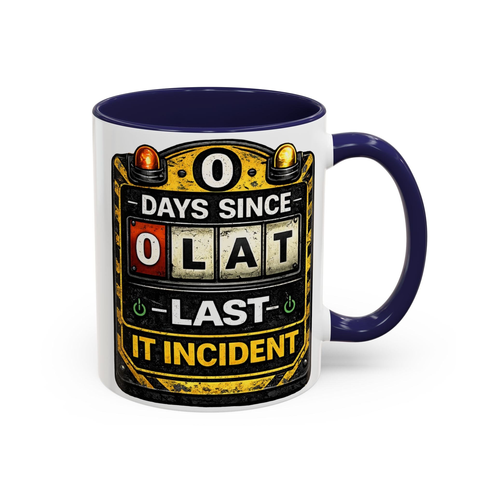 "0 Days Since Last IT Incident" IT Humor Accent Coffee Mug (11, 15oz)