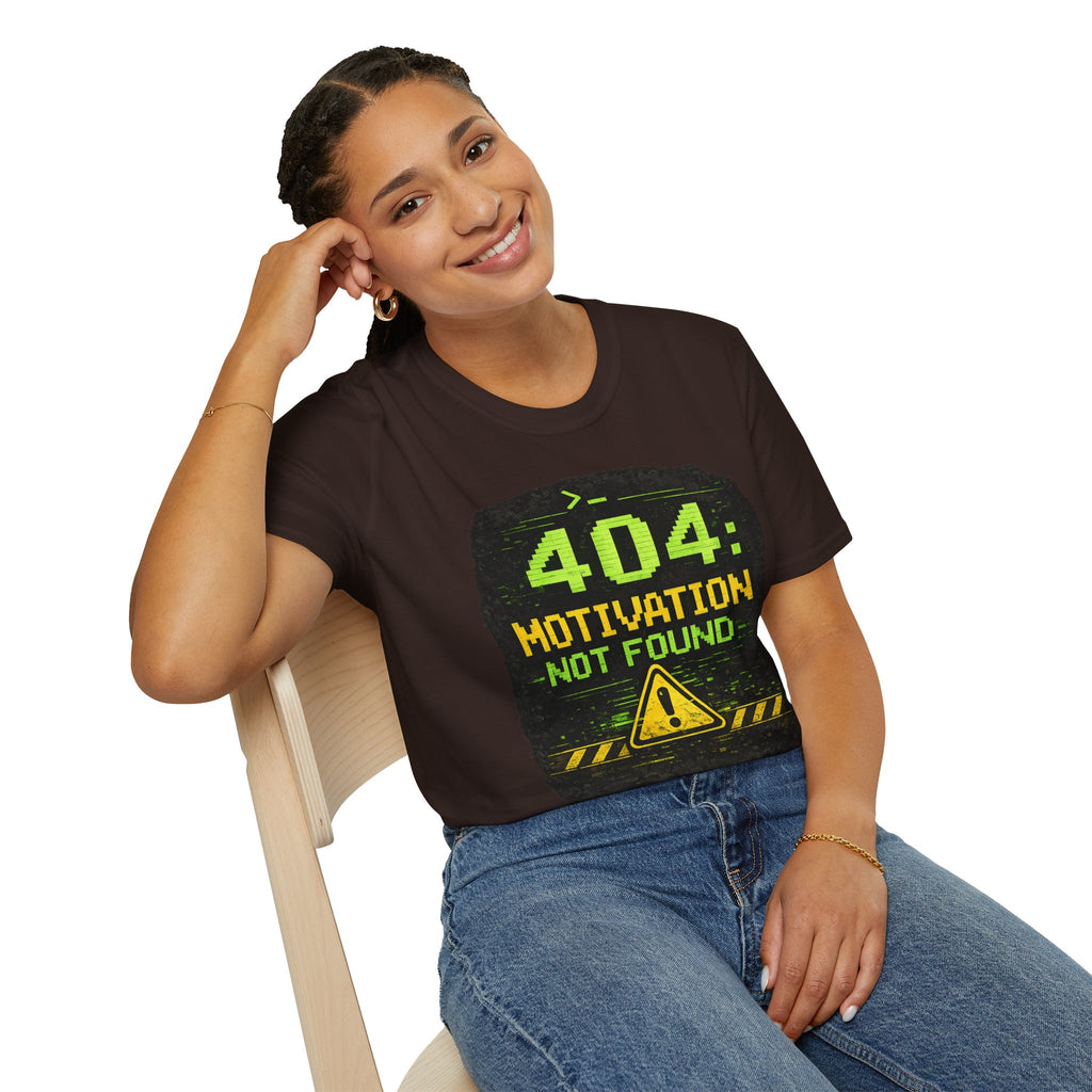 "404: Motivation Not Found" Funny IT Graphic Tee- Tech Humor T-Shirt