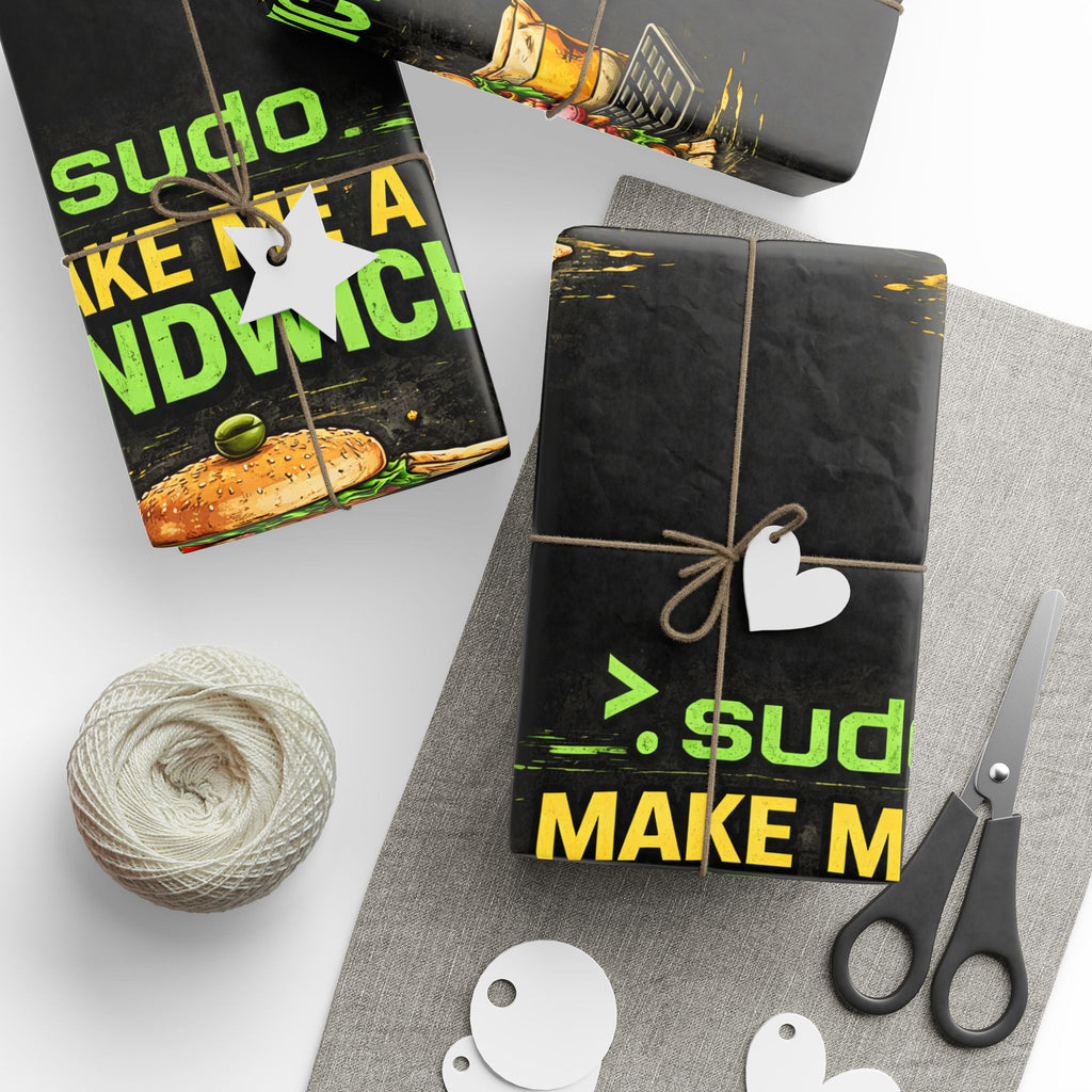 ">.Sudo Make Me ASandwich" Funny IT Wrapping Paper – Funny Tech Gift Wrap
