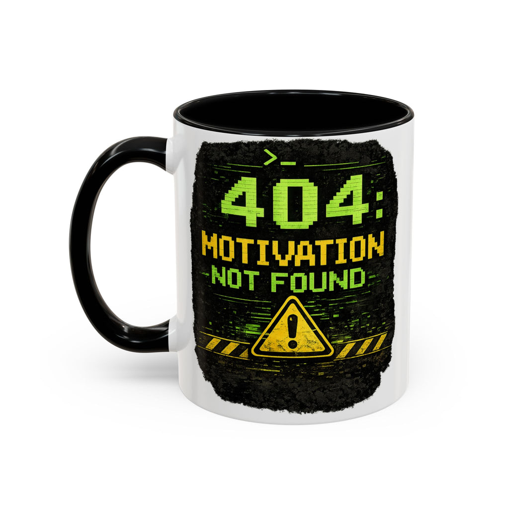 "Error 404 Motivation Not Found" IT Humor Accent Coffee Mug (11, 15oz)