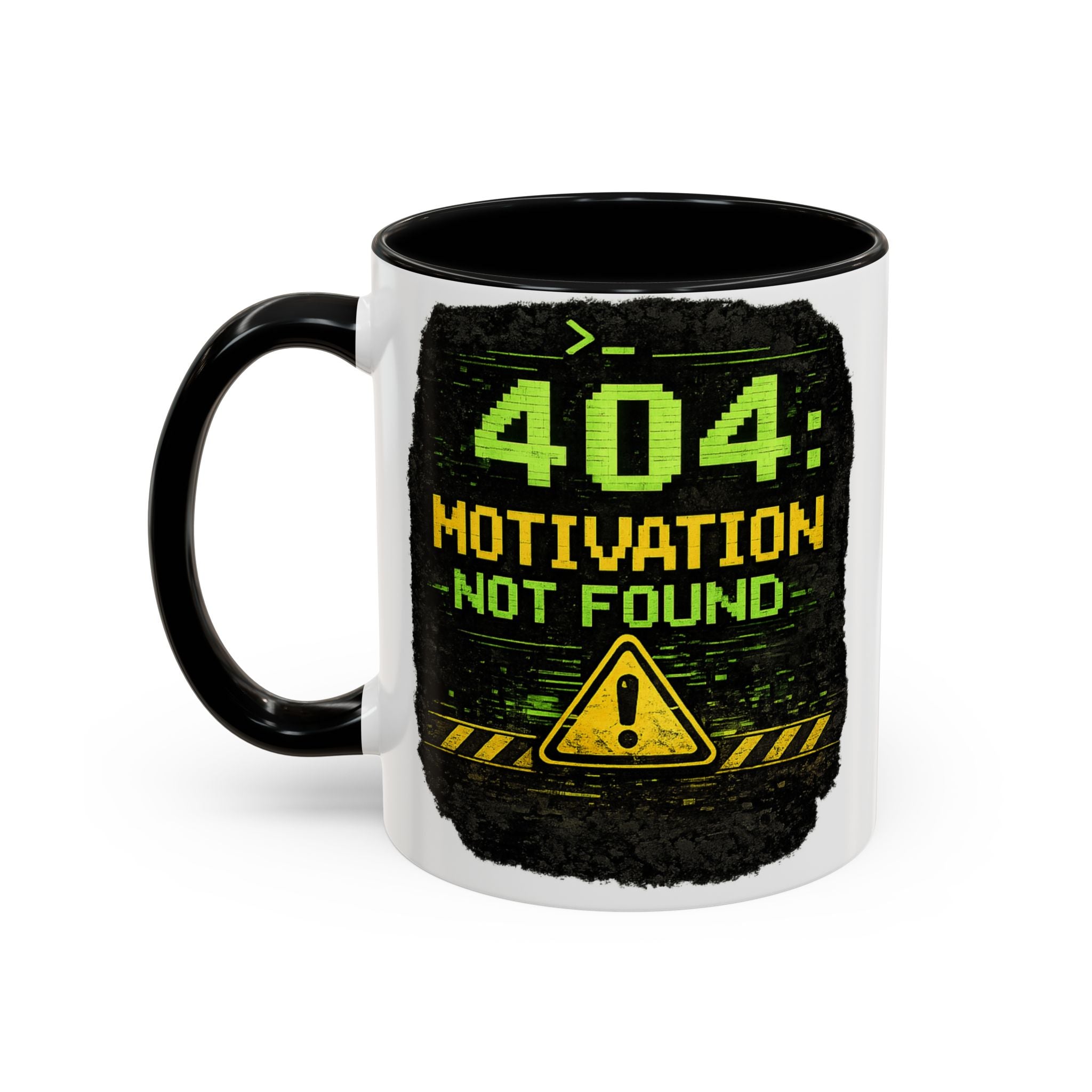 "Error 404 Motivation Not Found" IT Humor Accent Coffee Mug (11, 15oz)