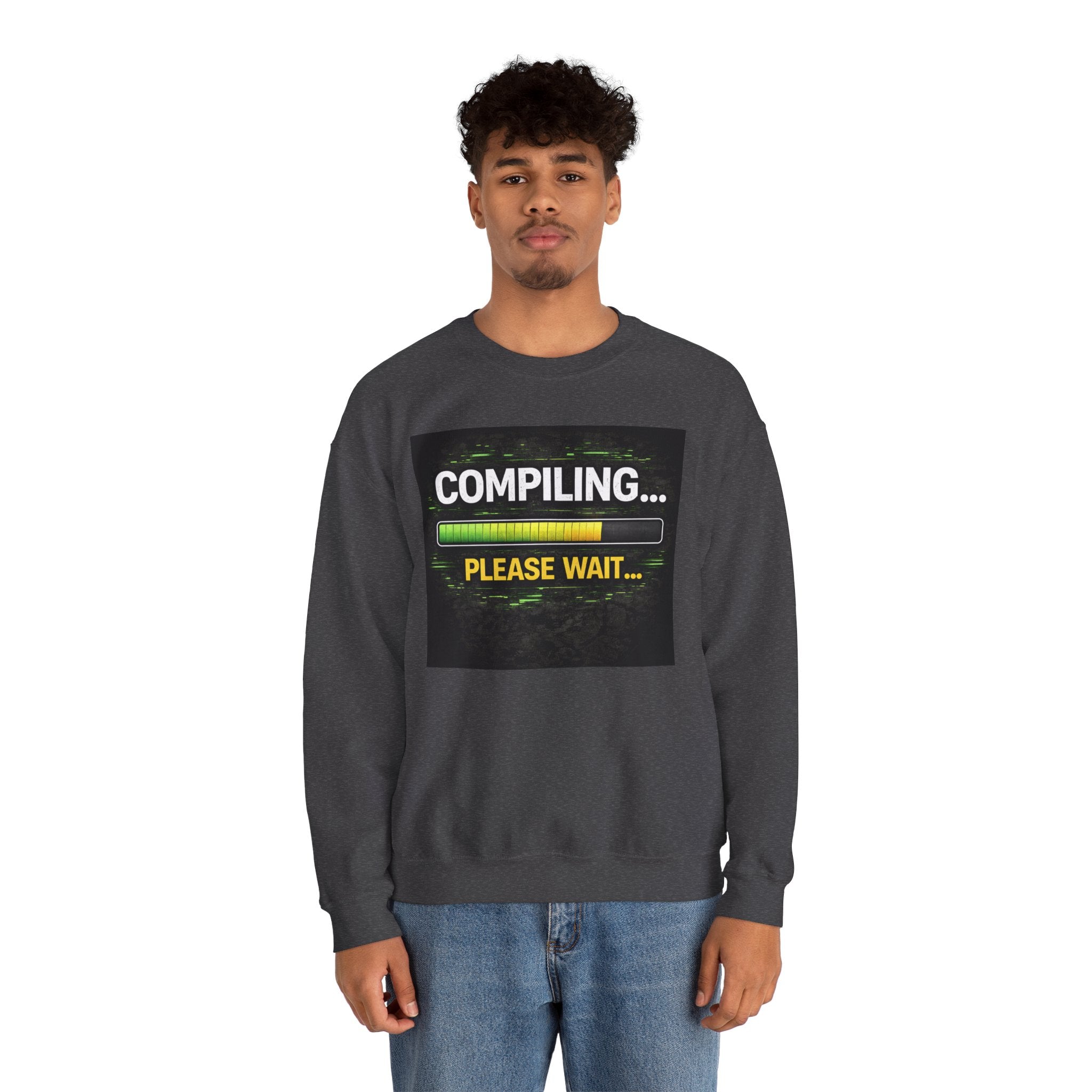 "Compiling... Please Wait" Tech Humor Crewneck Sweatshirt
