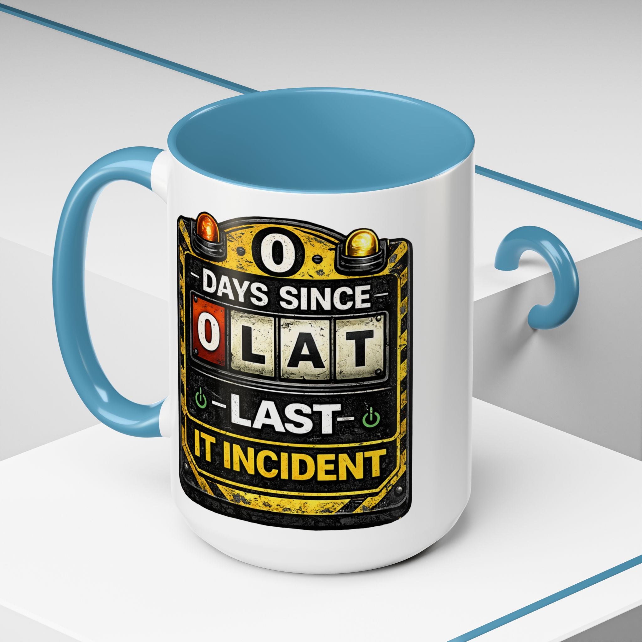 "0 Days Since Last IT Incident" IT Humor Accent Coffee Mug (11, 15oz)