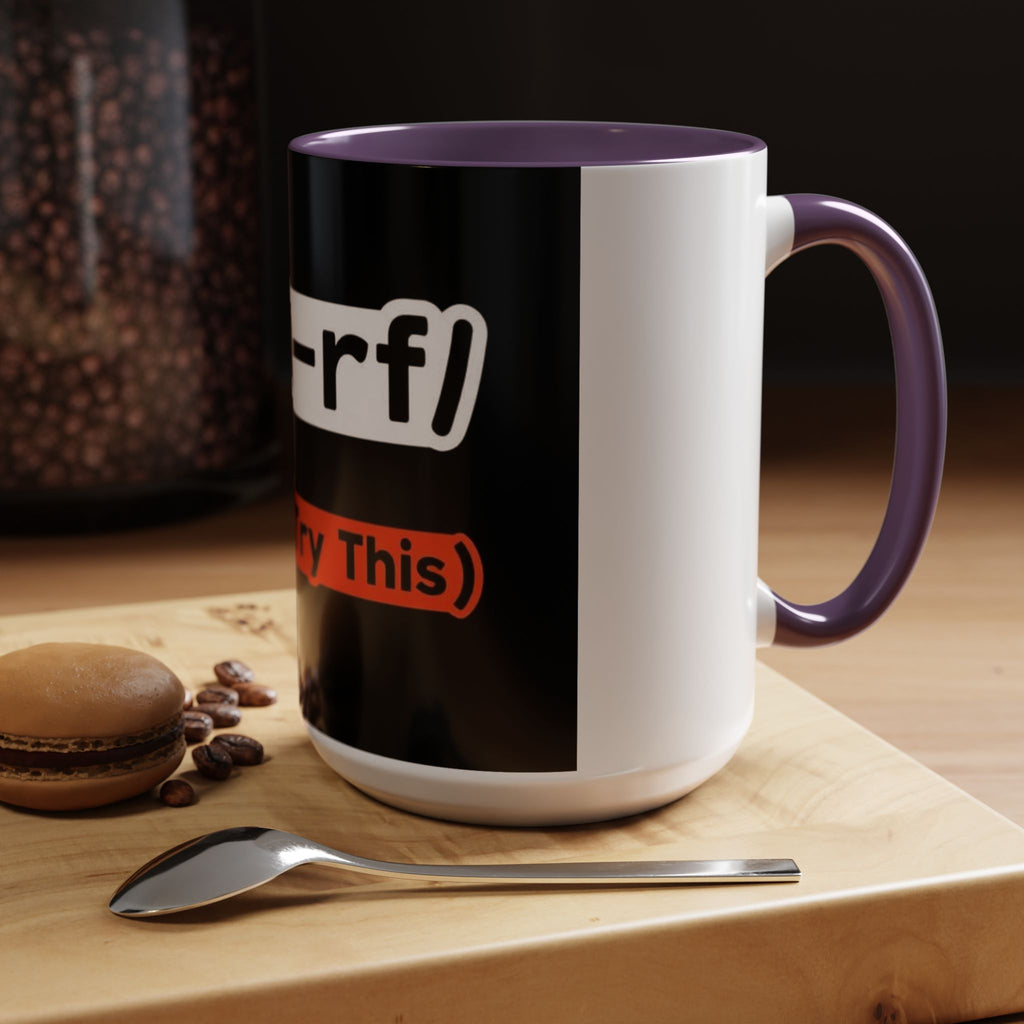 "rm -rf / (Don't Try This)" Funny IT Tech Humor Black Accent Ceramic Coffee Mug