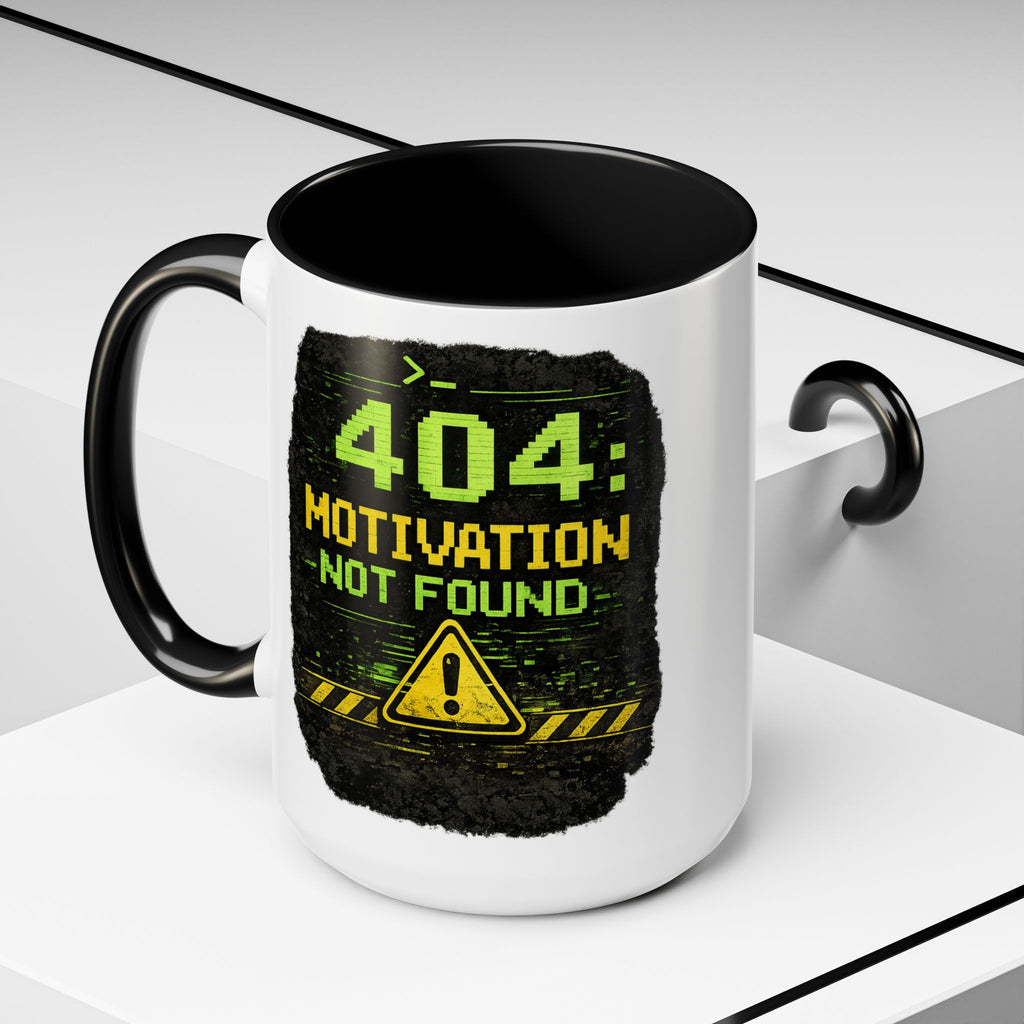 "Error 404 Motivation Not Found" IT Humor Accent Coffee Mug (11, 15oz)