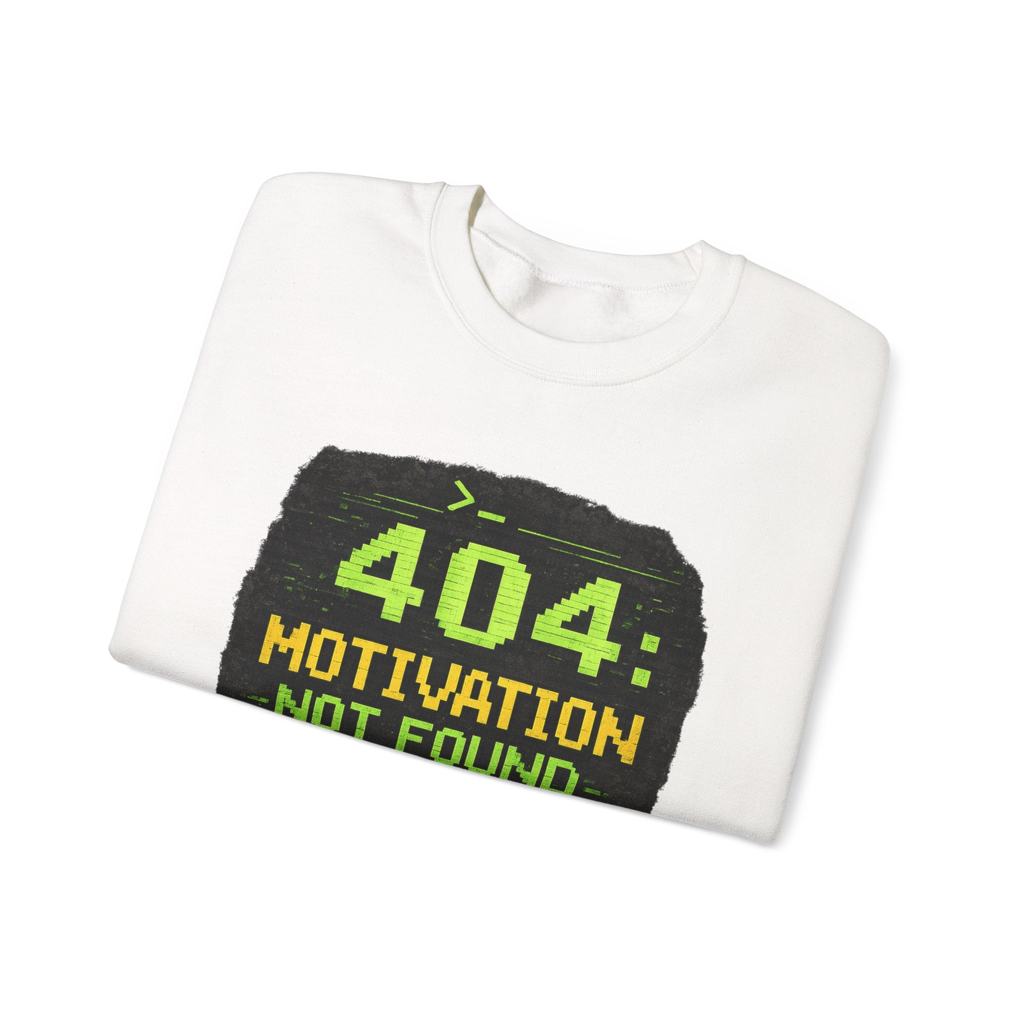 "404: Motivation Not Found" Funny Tech Graphic Crewneck Sweatshirt