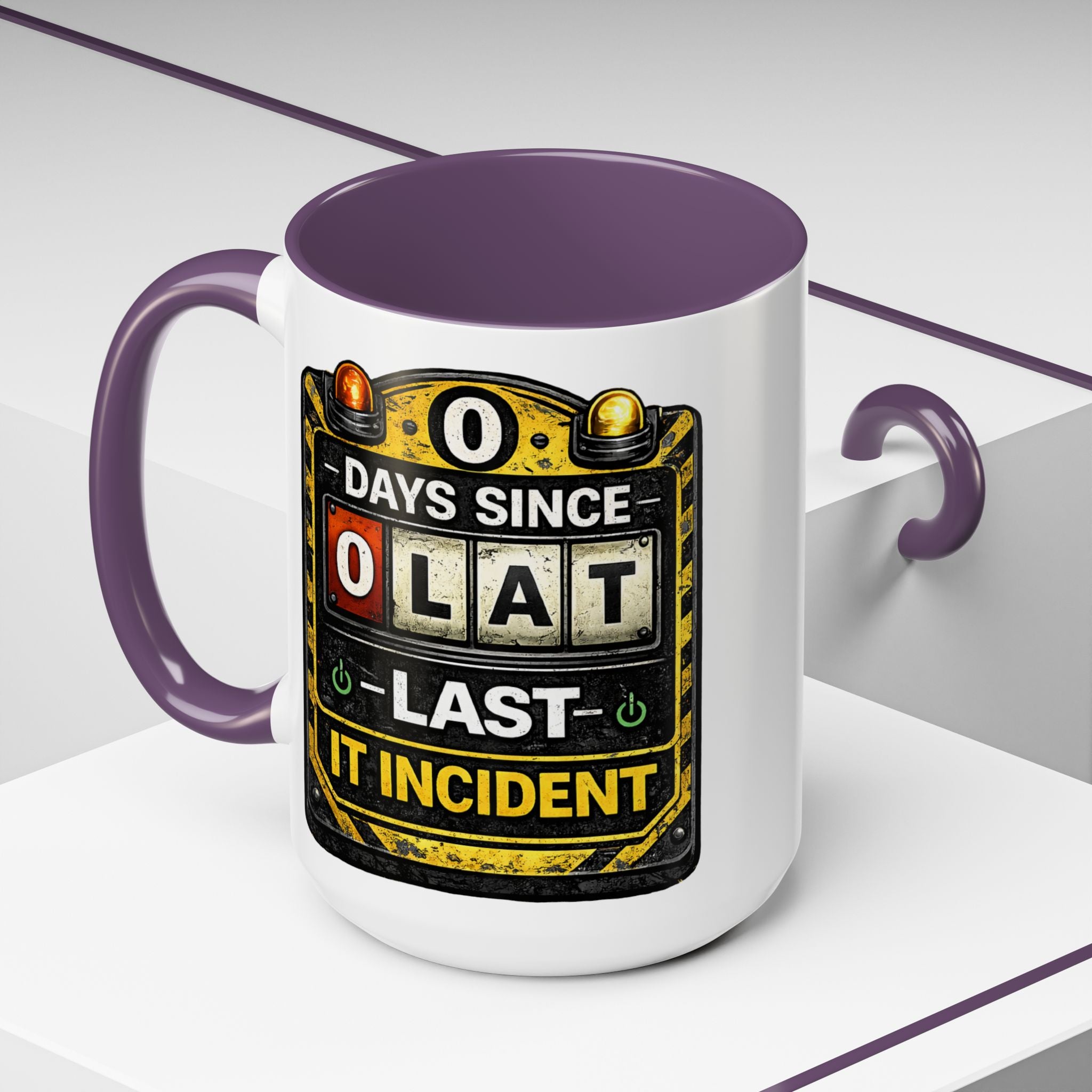 "0 Days Since Last IT Incident" IT Humor Accent Coffee Mug (11, 15oz)