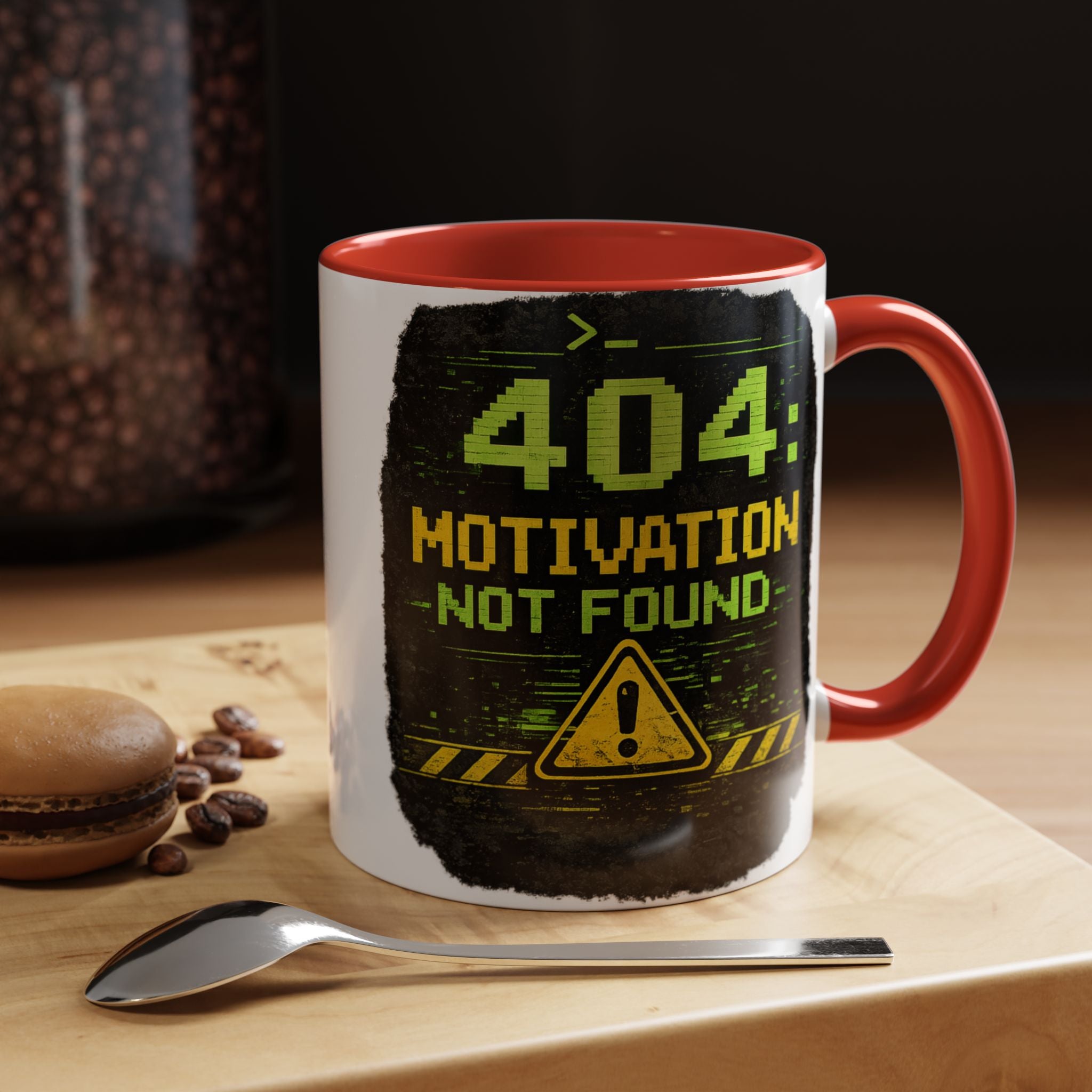 "Error 404 Motivation Not Found" IT Humor Accent Coffee Mug (11, 15oz)