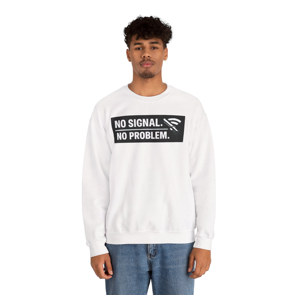 "No Signal, No Problem" Unisex Heavy Blend™ Funny IT Crewneck Sweatshirt