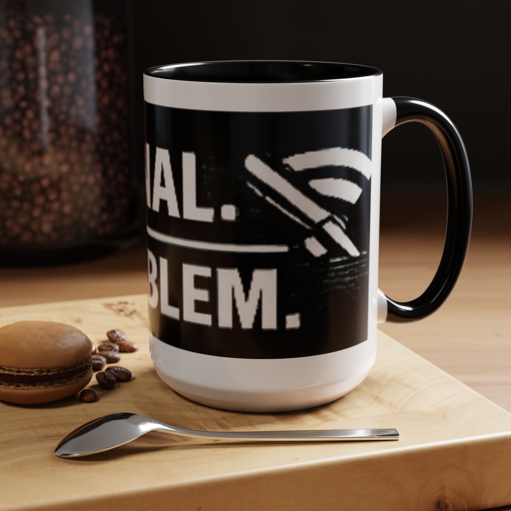 "No Signal No Problem" IT Humor Accent Coffee Mug (11, 15oz)