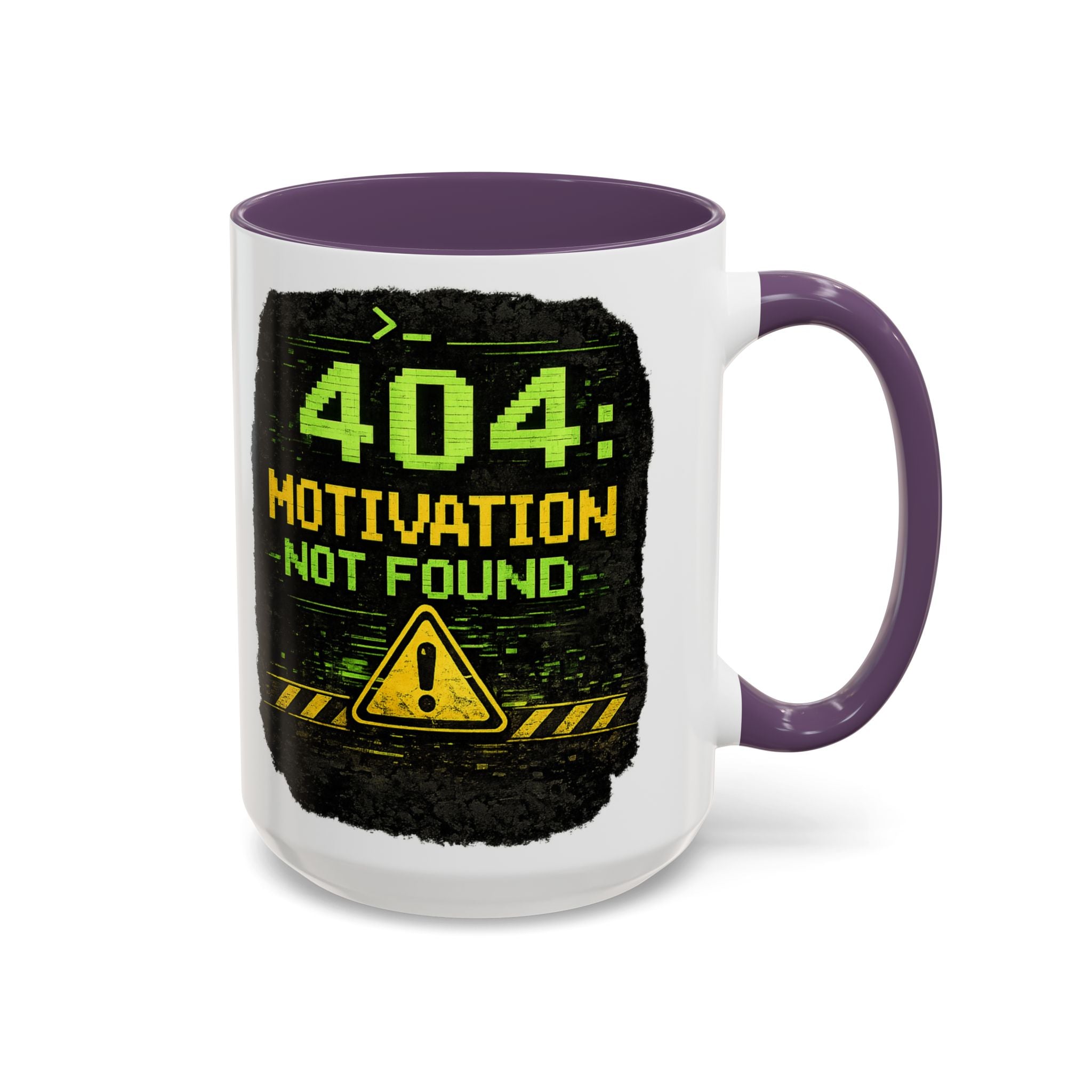 "Error 404 Motivation Not Found" IT Humor Accent Coffee Mug (11, 15oz)