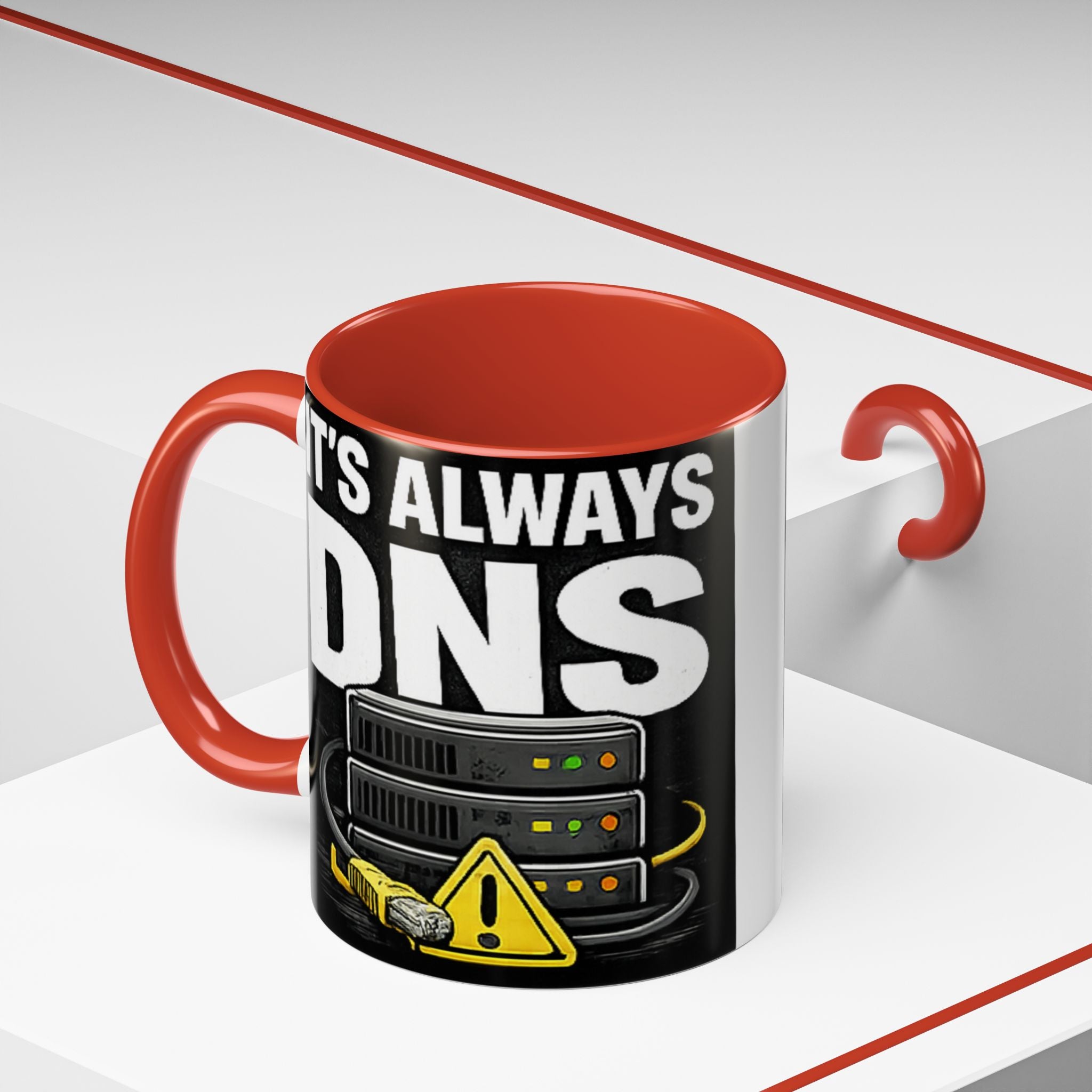 "It's Always DNS" IT Humor Accent Coffee Mug (11, 15oz)
