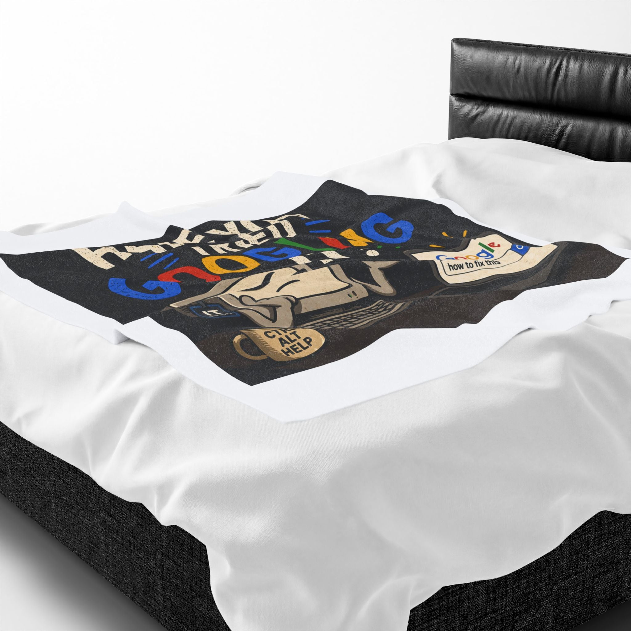 "Have You Tried Googling It?" Tech Humor Plush Blanket — Funny IT Computer Throw for Geeks