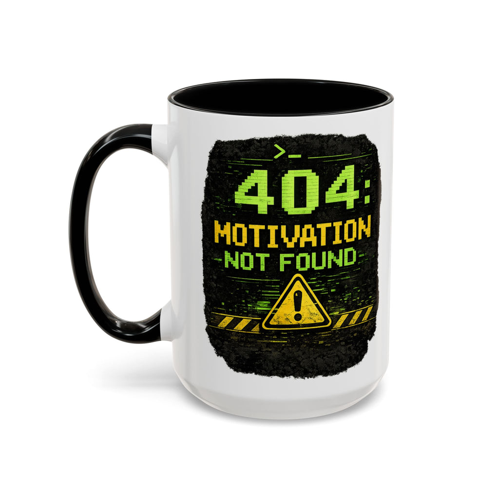 "Error 404 Motivation Not Found" IT Humor Accent Coffee Mug (11, 15oz)
