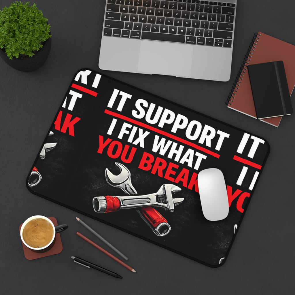 "I Fix What You Break" Tech Humor Computer Mouse Pad for Techs Funny IT Support Desk Mat