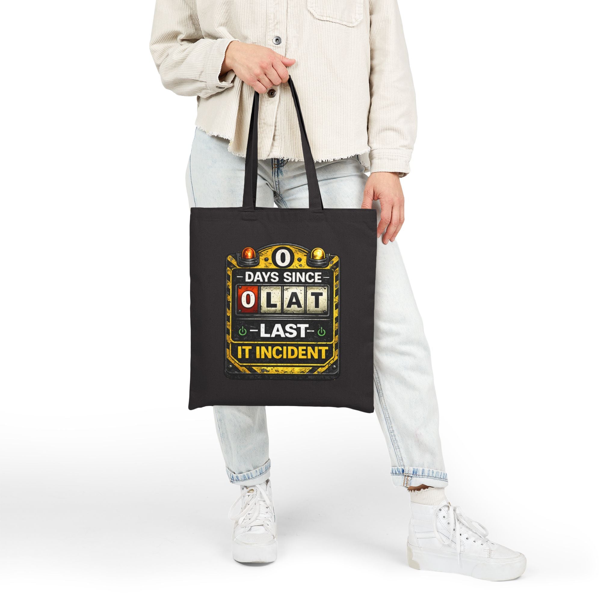 "0 Days Since Last IT Incident" Funny IT Tech Humor Cotton Canvas Tote Bag