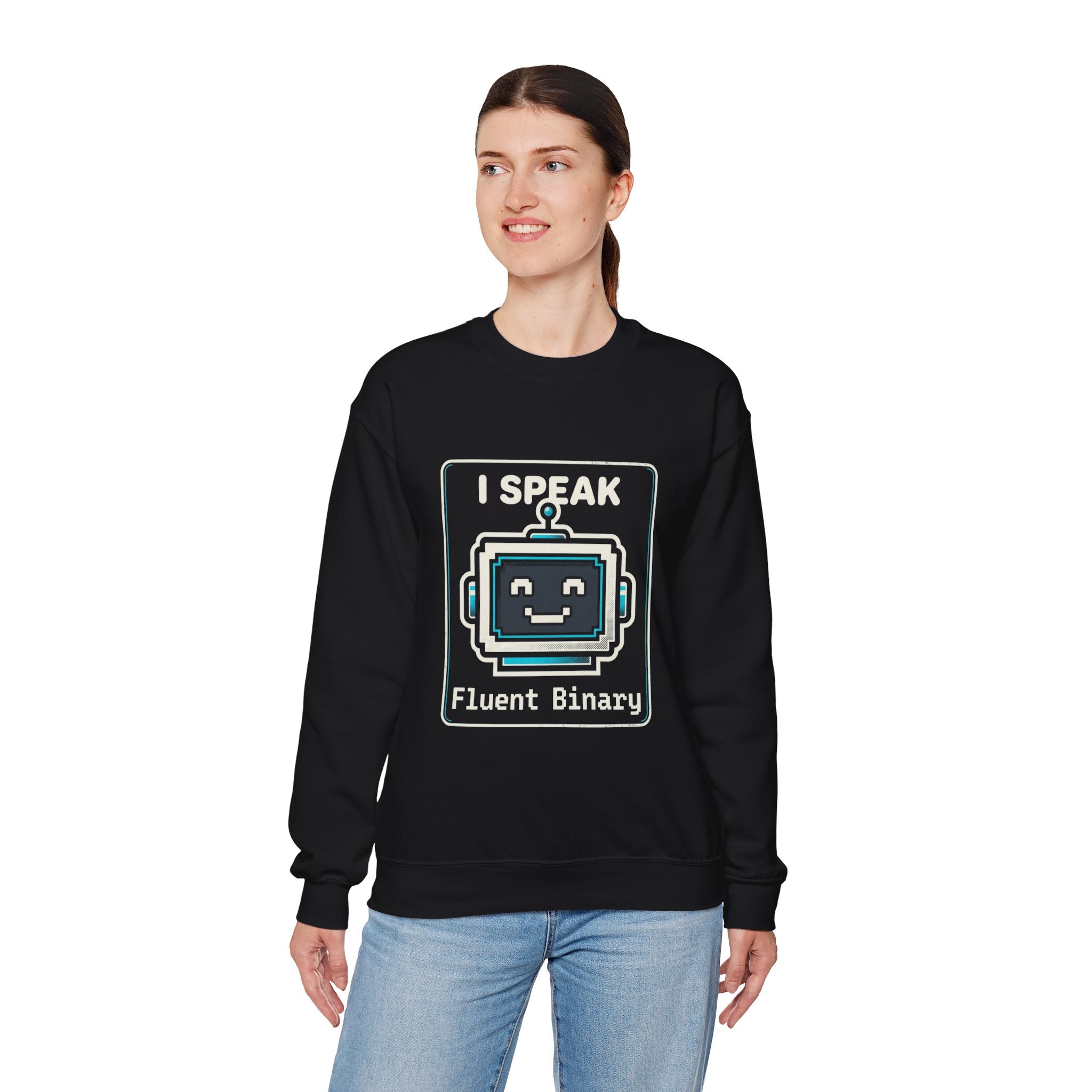 "I Speak Fluent Binary" Funny IT Crewneck Sweatshirt
