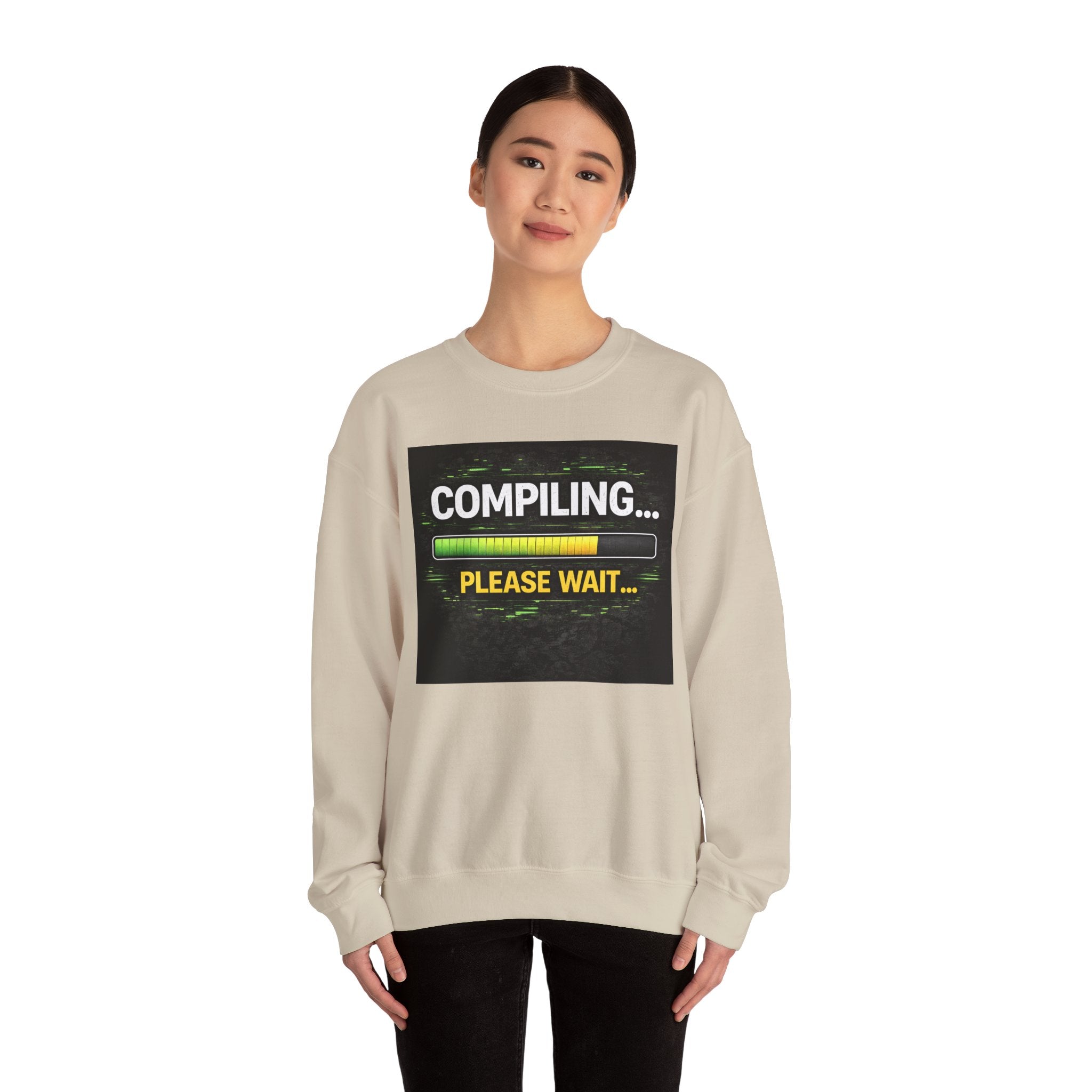 "Compiling... Please Wait" Tech Humor Crewneck Sweatshirt