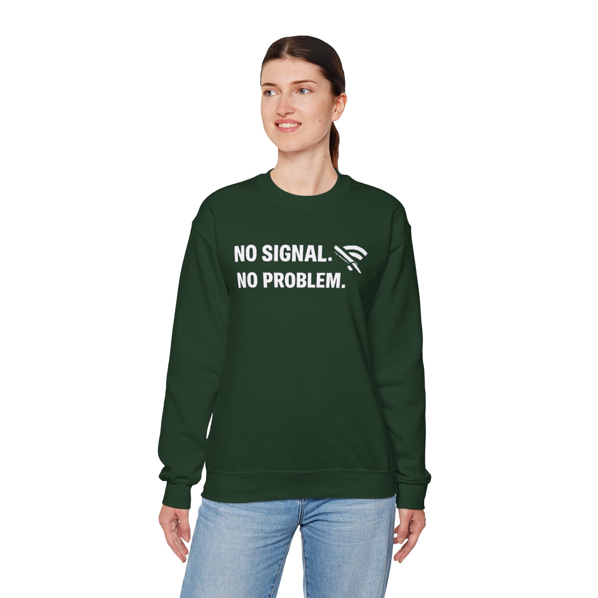 "No Signal, No Problem" Unisex Heavy Blend™ Tech Humor Crewneck Sweatshirt