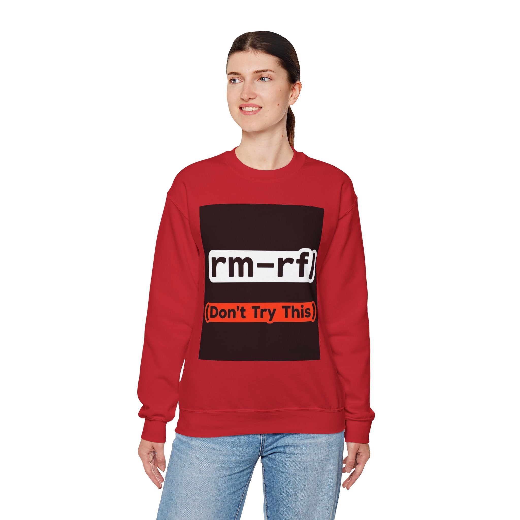 "rm -rf/ (Don't Try This)" — Funny Linux Command Crewneck Sweatshirt