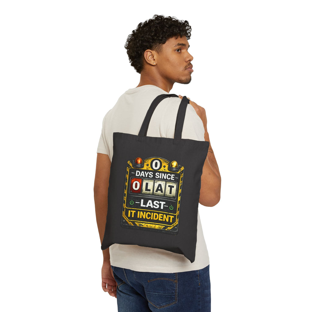 "0 Days Since Last IT Incident" Funny IT Tech Humor Cotton Canvas Tote Bag