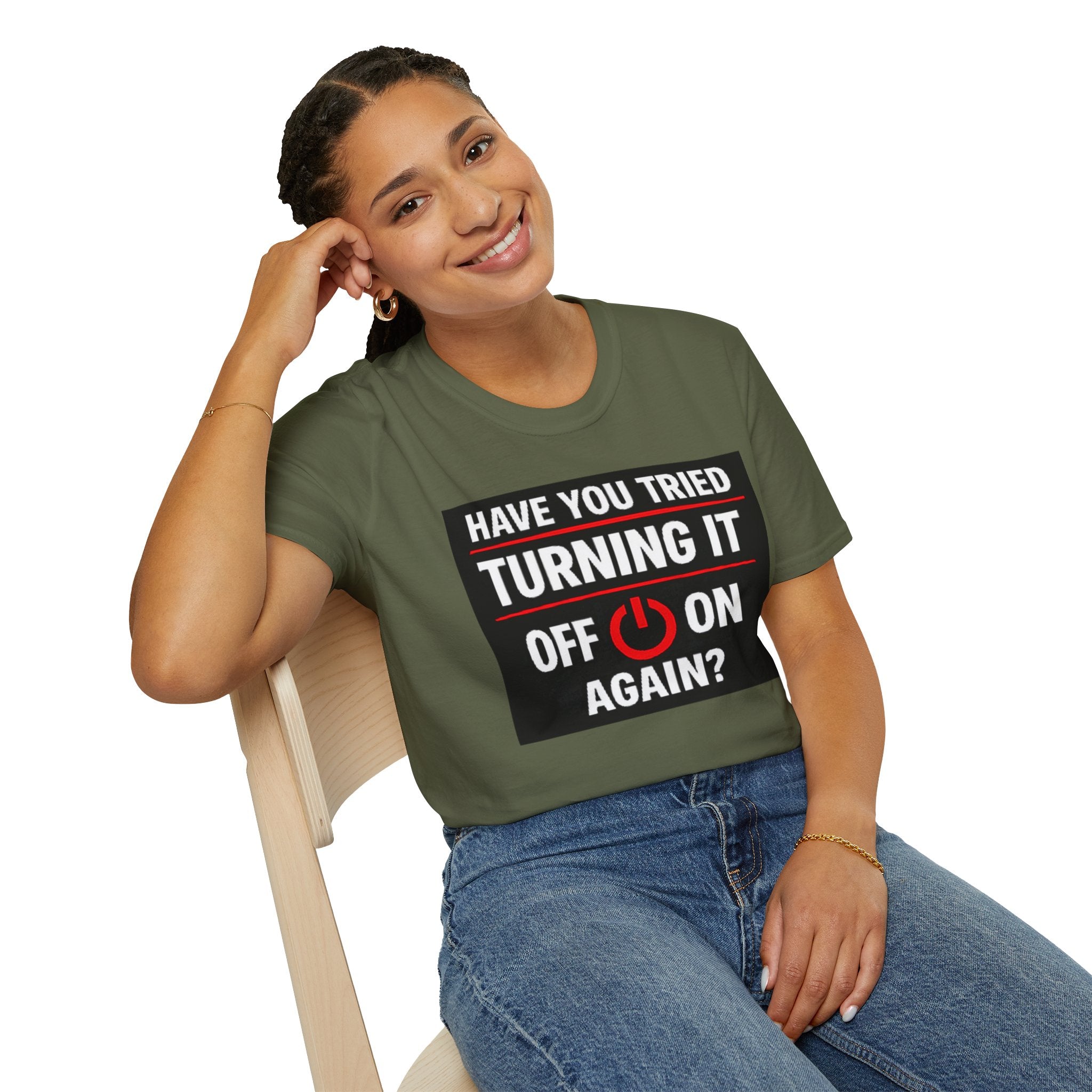 "Have You Tried Turning It Off On Again?" Funny IT T-Shirt Tech Humor Tee