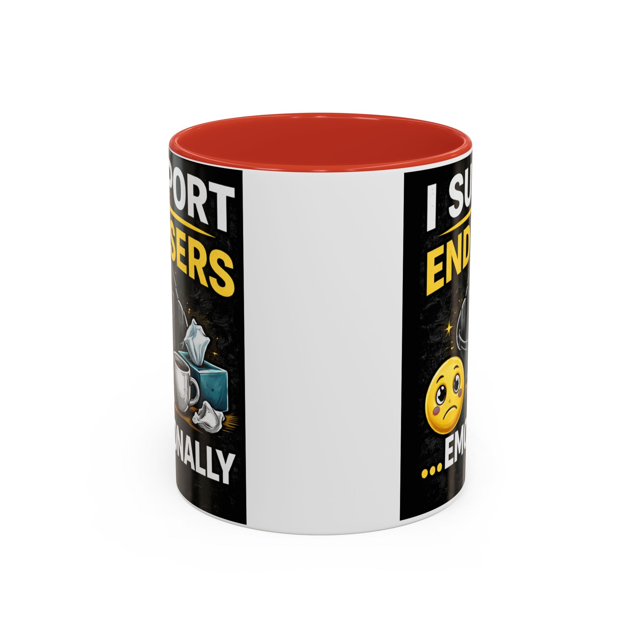 "I Support End Users, Emotionally" IT Humor Accent Coffee Mug (11, 15oz)