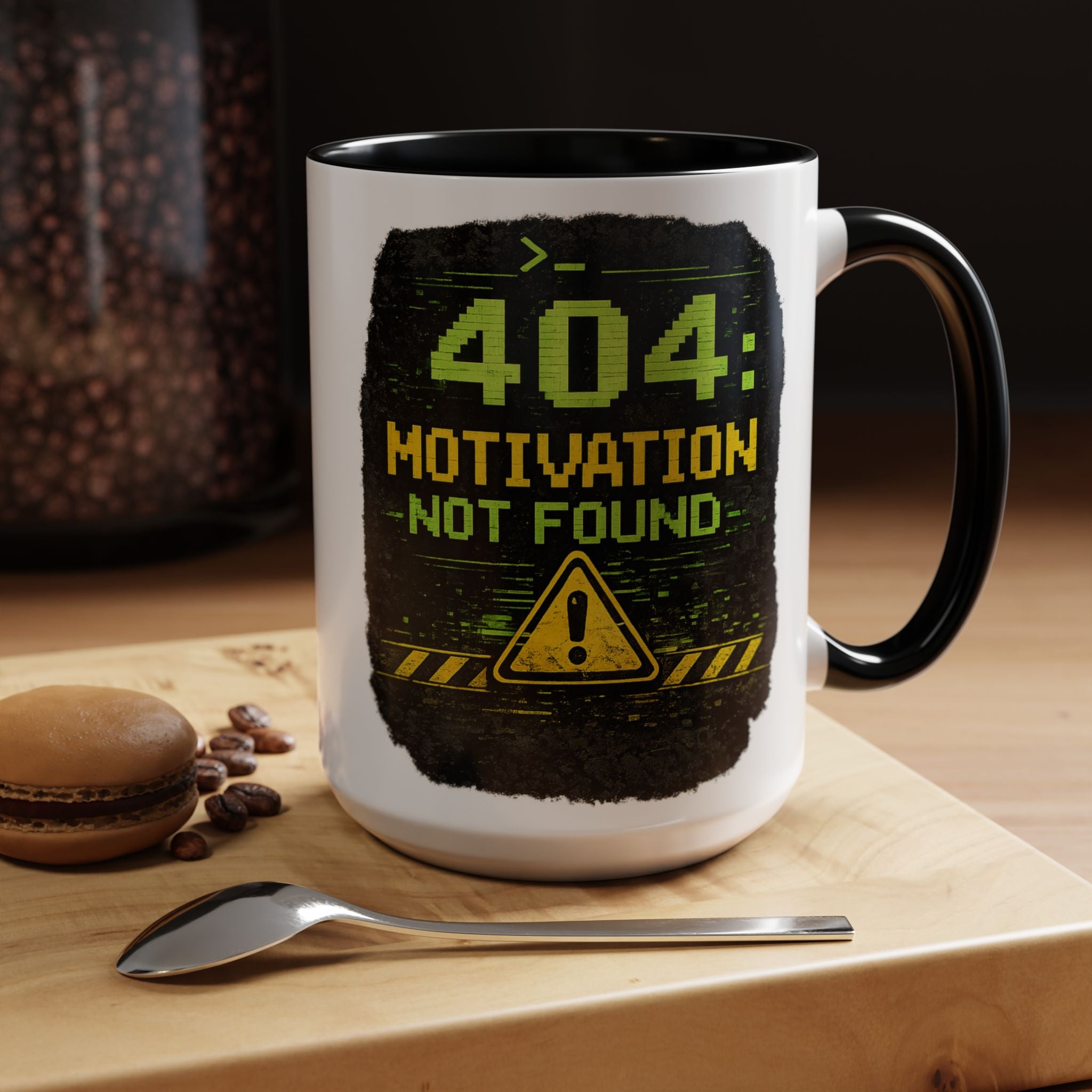 "Error 404 Motivation Not Found" IT Humor Accent Coffee Mug (11, 15oz)