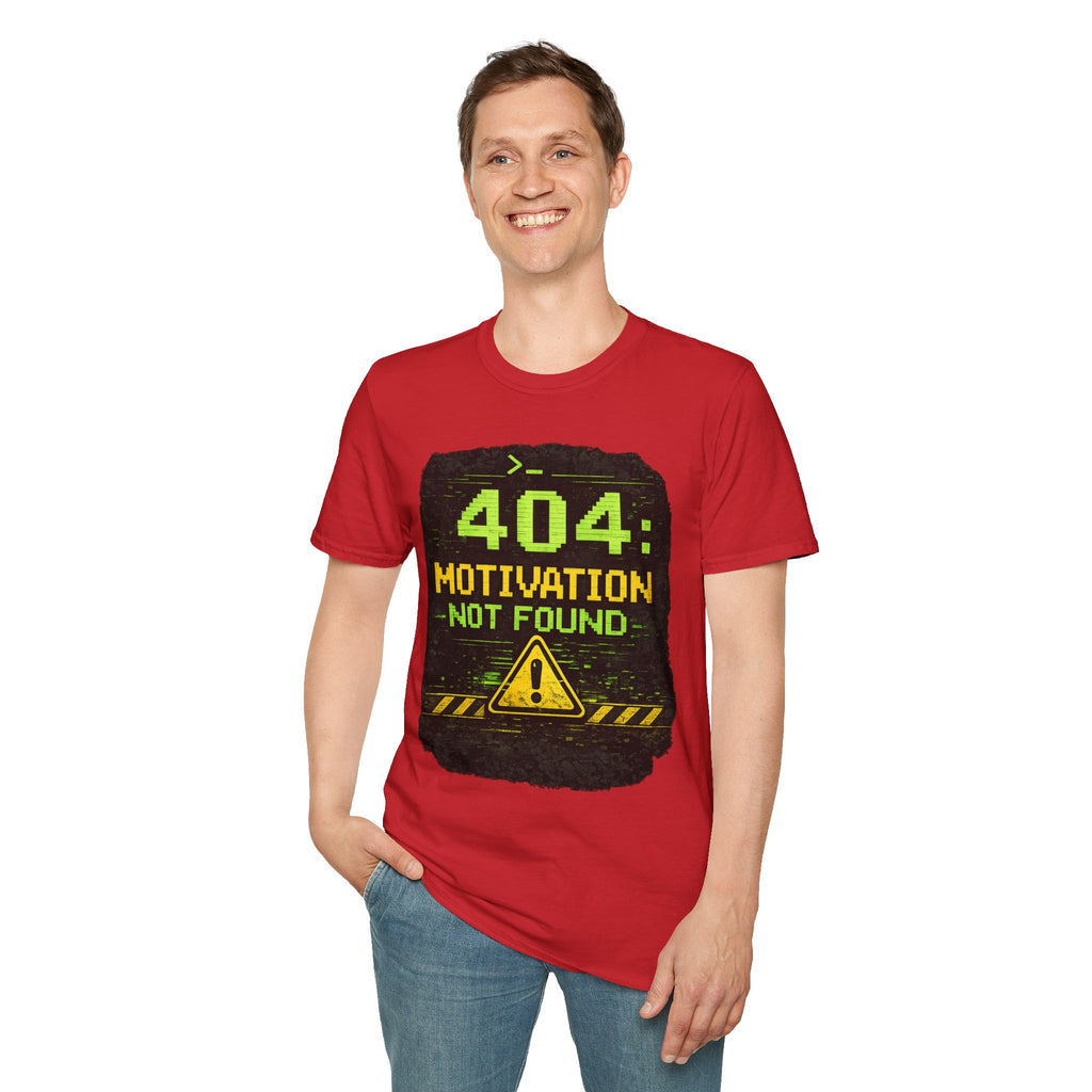 "404: Motivation Not Found" Funny IT Graphic Tee- Tech Humor T-Shirt