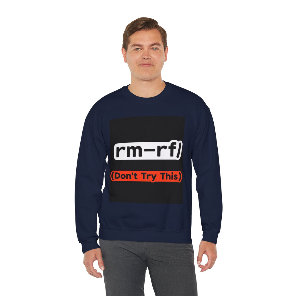 "rm -rf/ (Don't Try This)" — Funny Linux Command Crewneck Sweatshirt