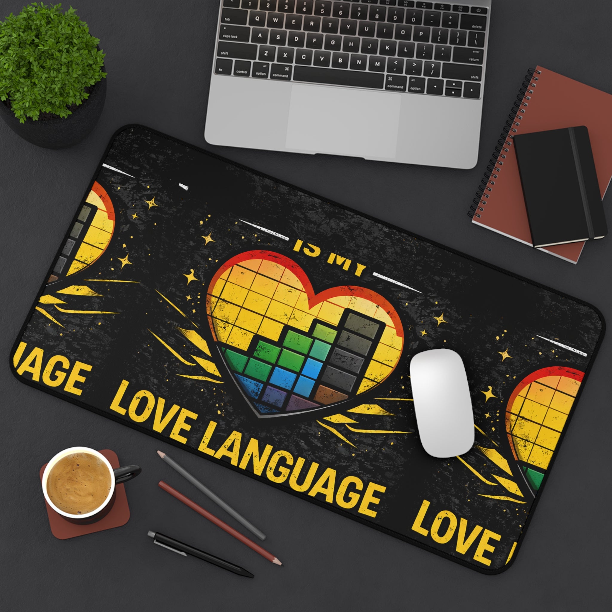 "Bandwidth Is My Love Language" Funny IT Desk Mat — Gamer/Tech Humor Mouse Pad Design
