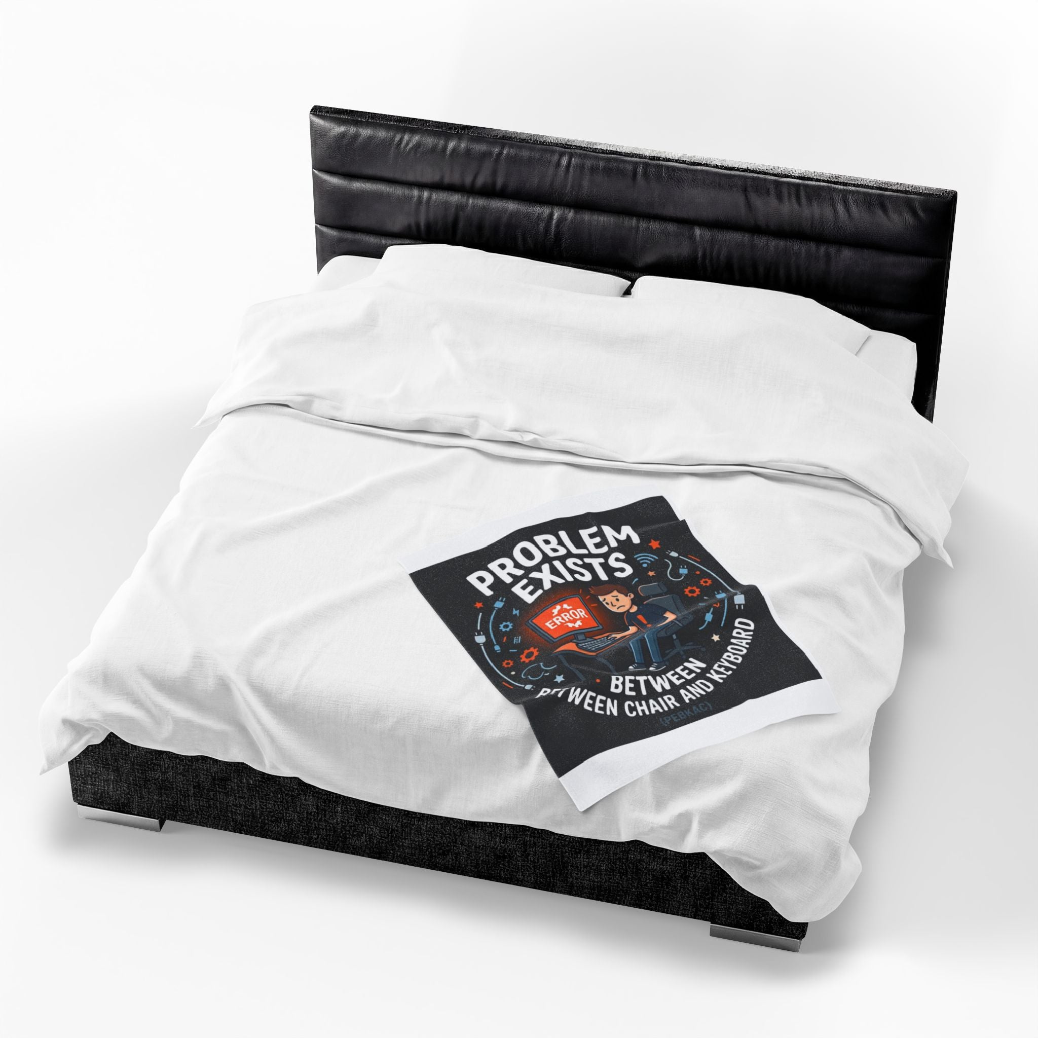 "Problem Exists Between Chair & Keyboard" Tech Humor Funny IT Velveteen Plush Blanket
